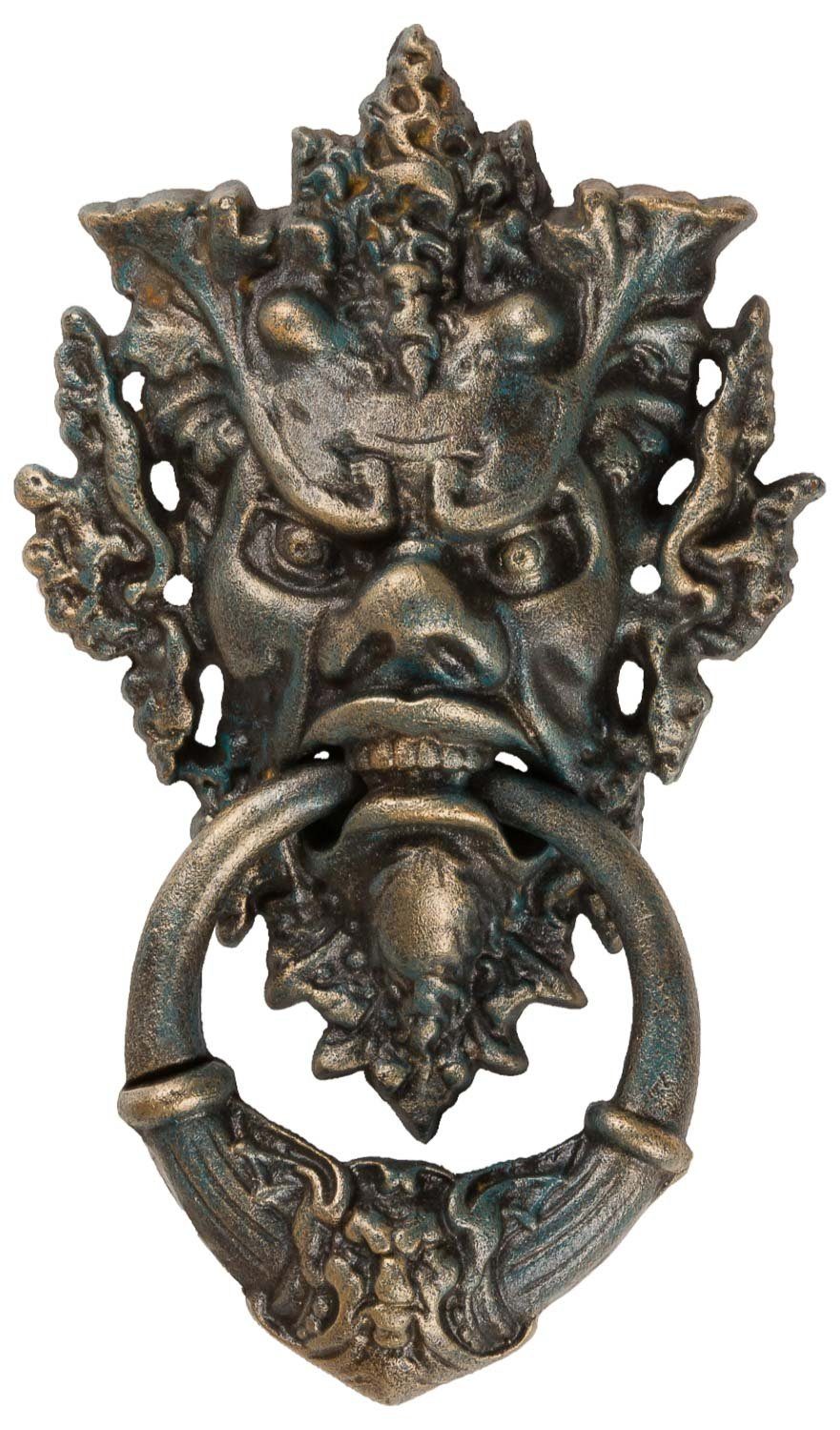 Aubaho Dekoobjekt Türklopfer Teufel Gesicht Figur Skulptur Eisen Antik-Stil 37cm