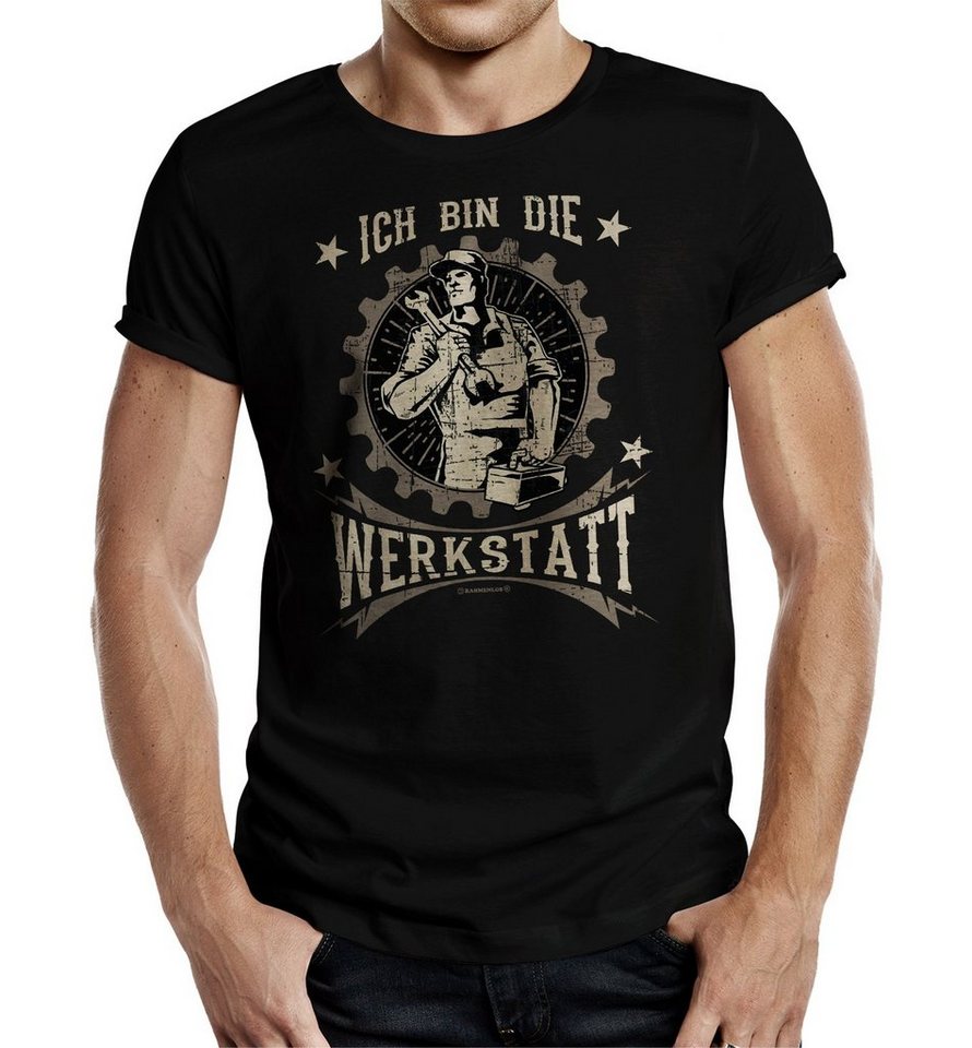 RAHMENLOS® T-Shirt Geschenk für Mechaniker und Handwerker - Ich bin die Werkstatt