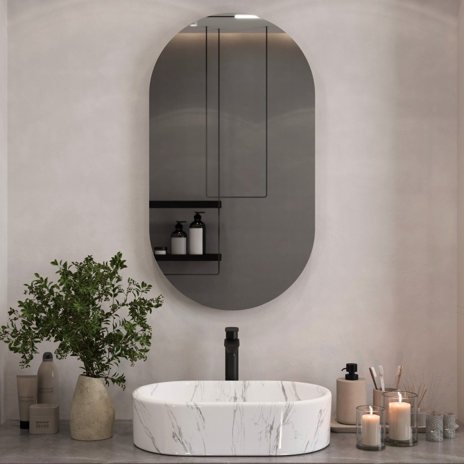 Planetmöbel Badspiegel 50x90 (1-St., dekorative Wandspiegel groß), für Badezimmer, Flur oder Garderobe, Spiegel ohne Rahmen