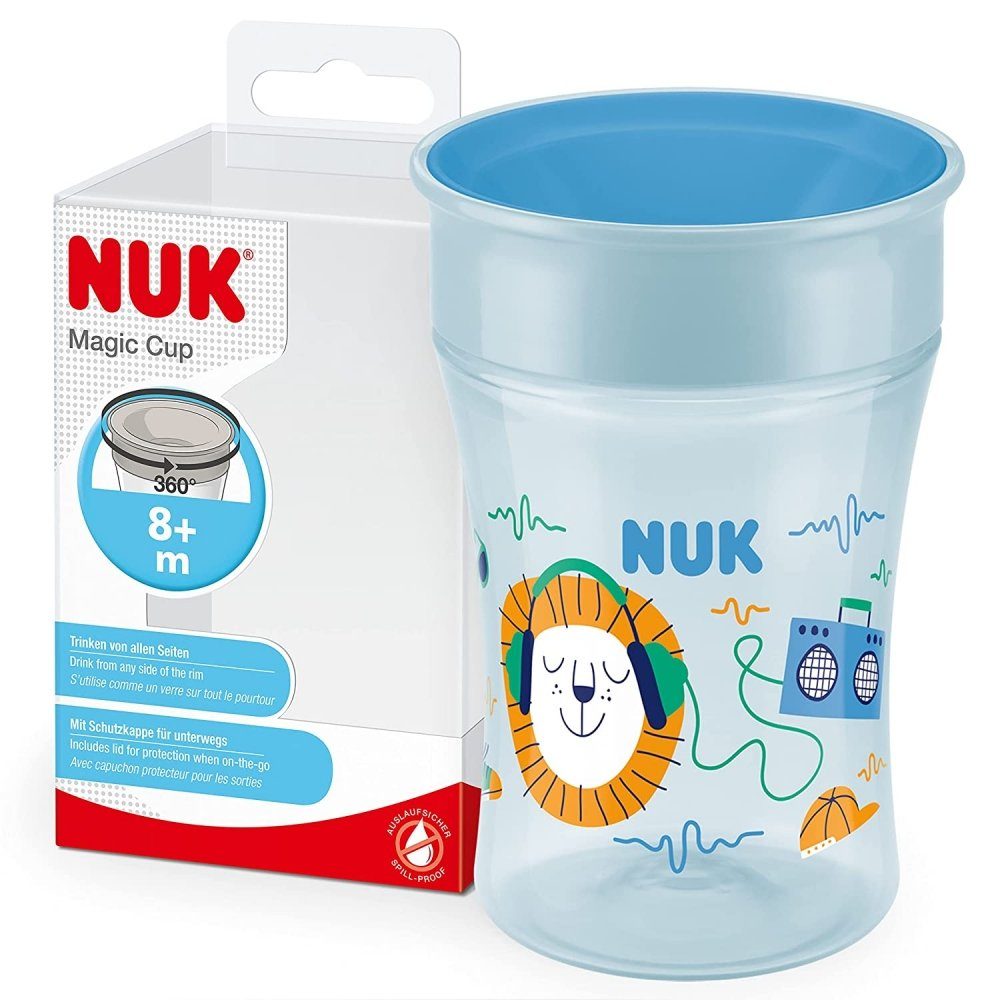 NUK Becher Magic Deckel & blau Cup mit ml Löwe - 230 Trinkrand - Trinkbecher