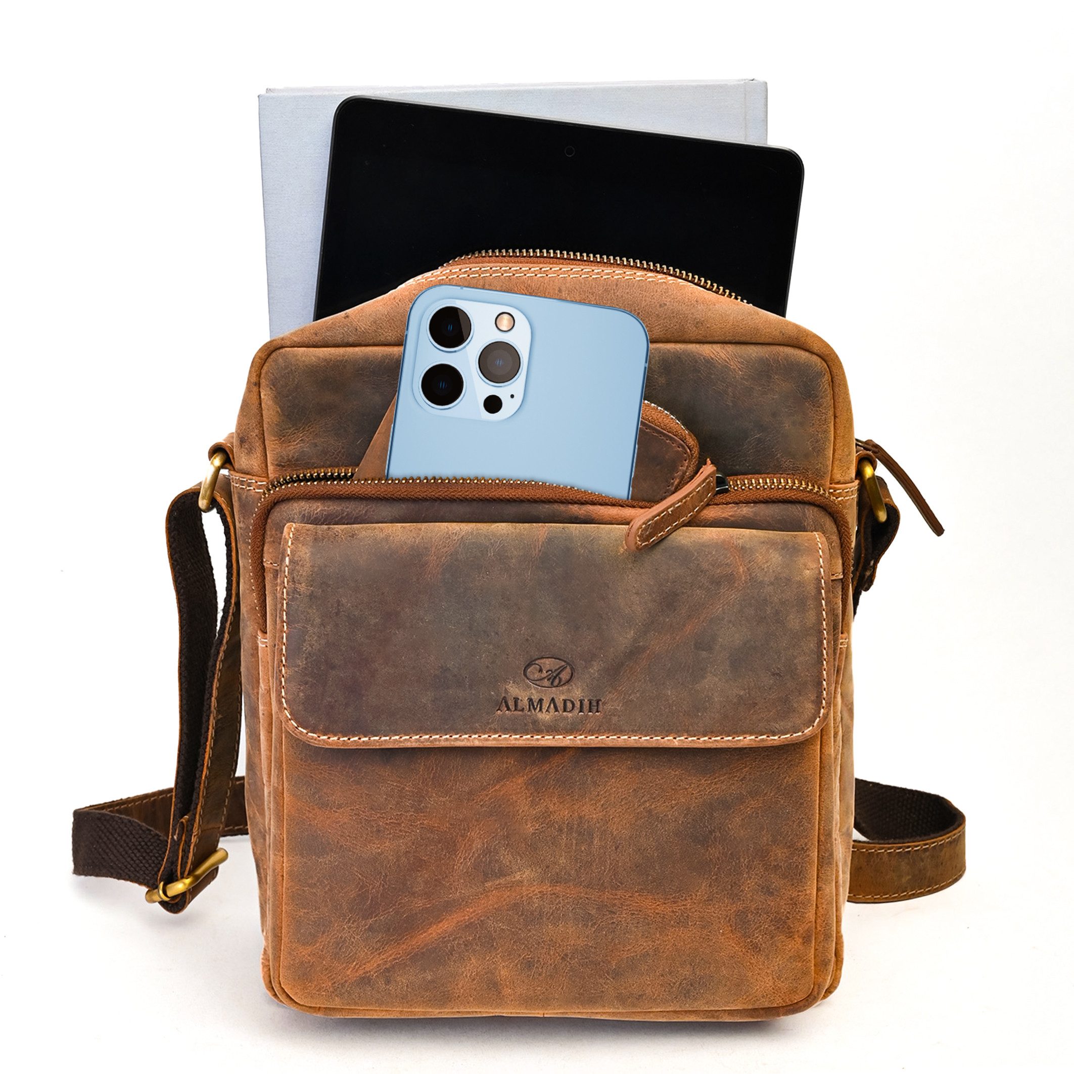 ALMADIH Umhängetasche Leder Herren perfekt für Tablet iPads 12.9 Zoll - DON günstig online kaufen