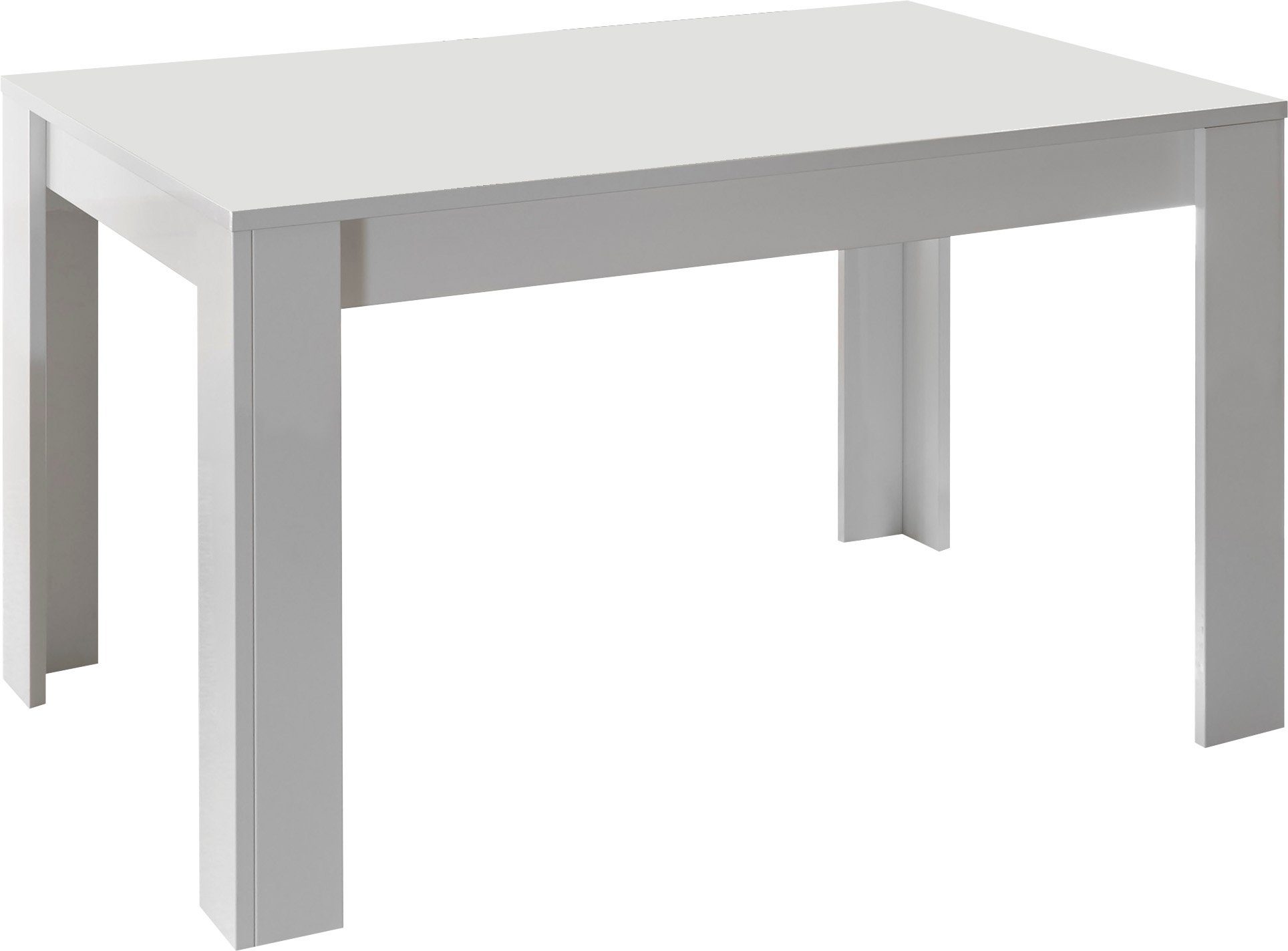 Esstisch Basic 137x90x79 cm (BxTxH), Esszimmertisch Weiss Hochglanz Lack