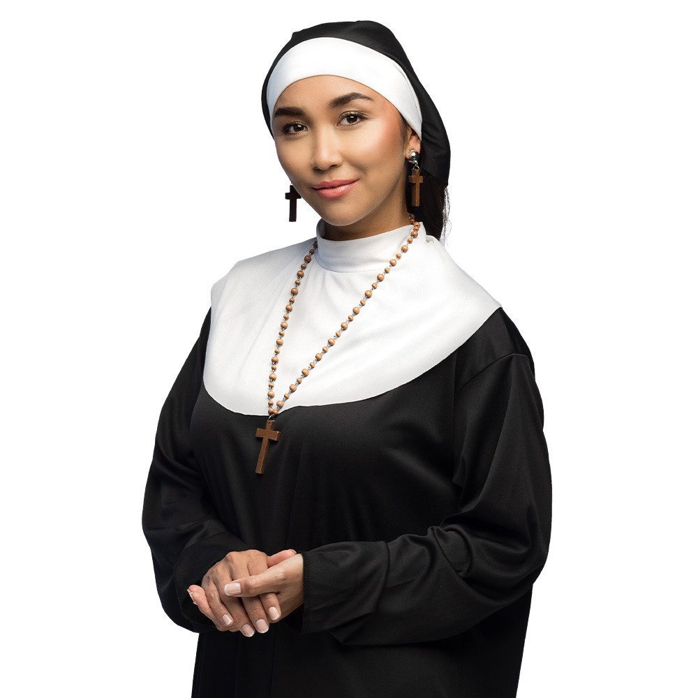 Boland Kostüm Kostüm-Set 'Nonne' 3-tlg., Braun - Halskette und