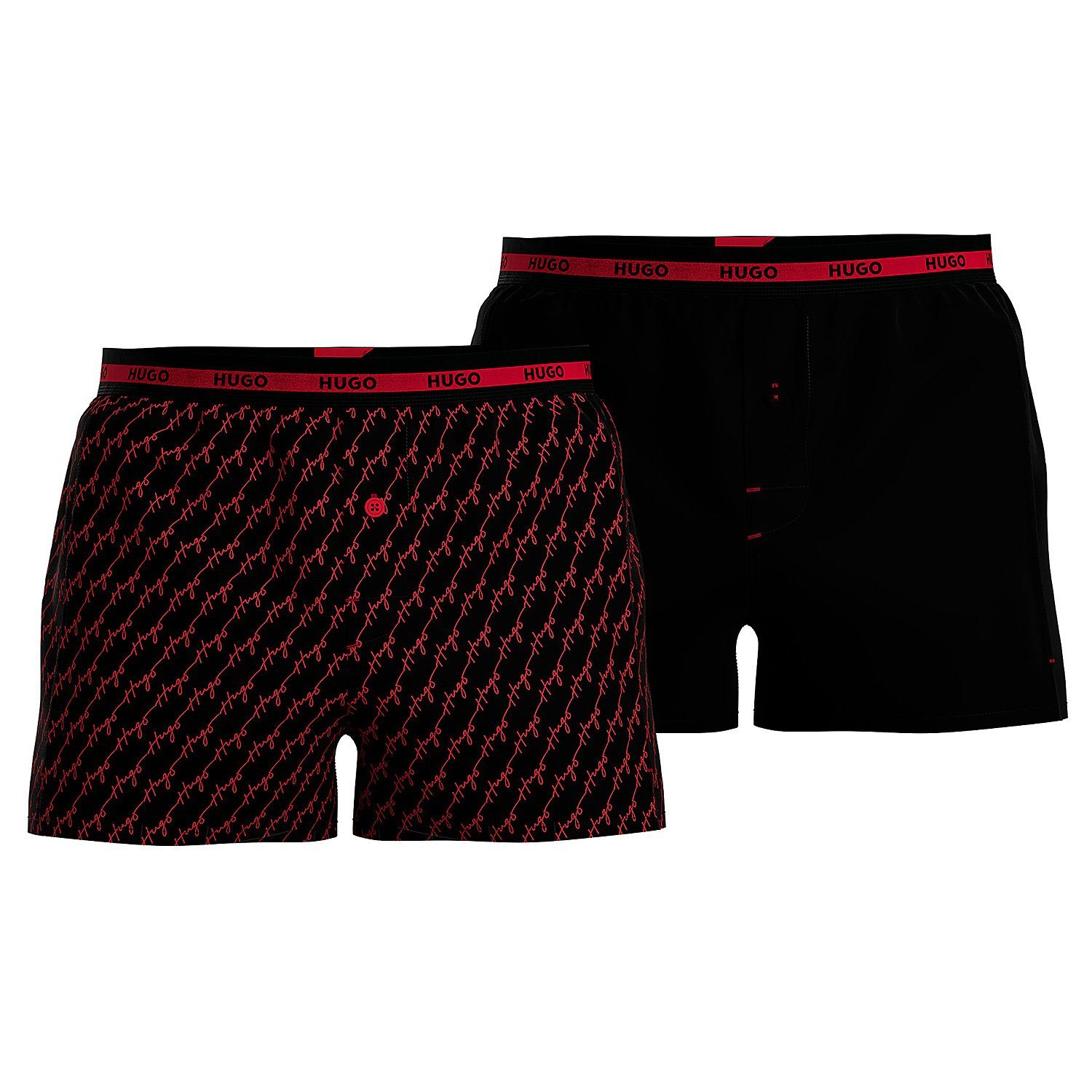 HUGO Boxershorts Woven Boxer Twin Pack (Packung, 2-St., 2er-Pack) Web-Boxer mit Eingriff -reine Baumwolle