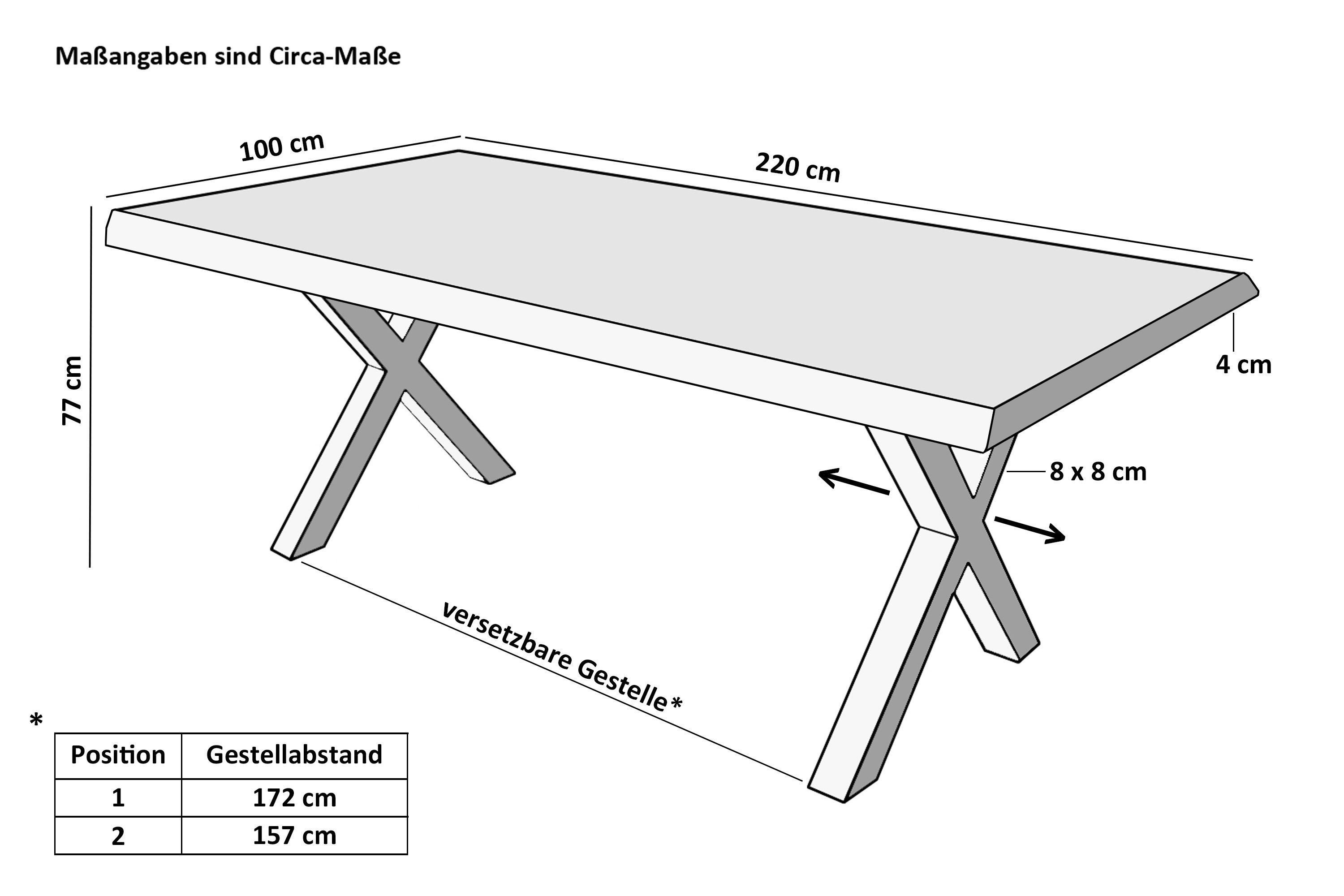 SAM® Esstisch Thori, verschiedene Holz-Optiken, X-Metallgestell, günstig online kaufen