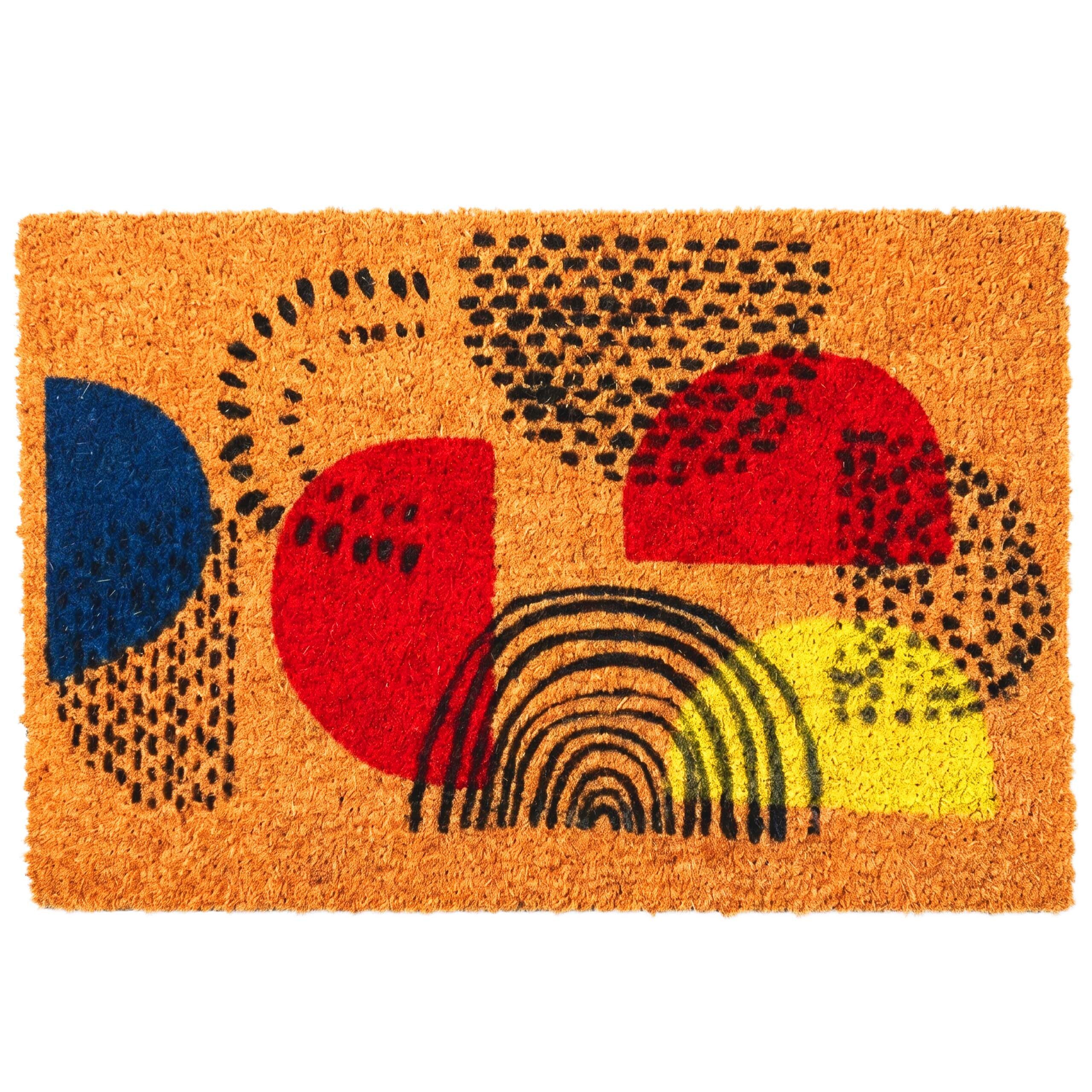 relaxdays Fußmatte Kokos Fußmatte mit Motiv 60x40 cm, Rechteckig, Höhe: 15 mm, J