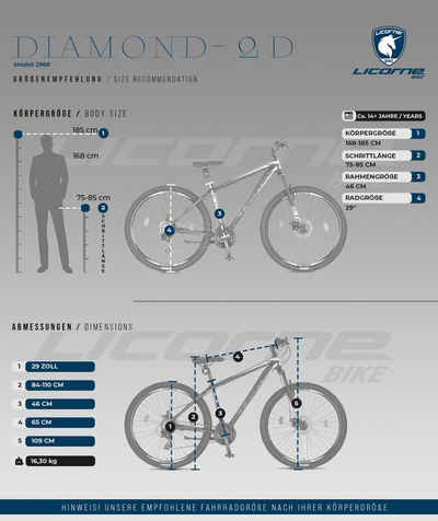 Licorne Bike Mountainbike Licorne Bike Diamond Premium Mountainbike Aluminium, Fahrrad