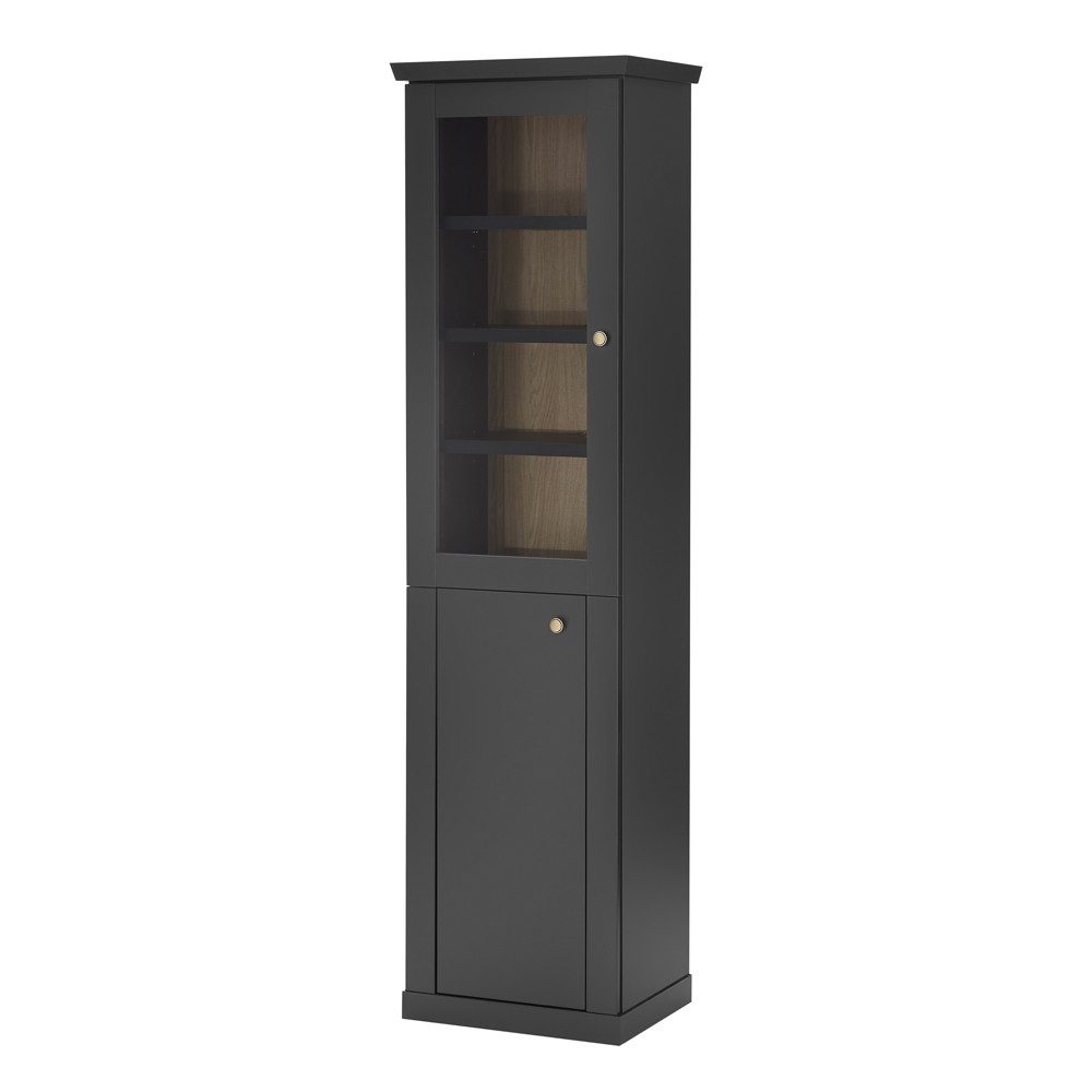 Lomadox Vitrine LORETA-61 inkl. LED Beleuchtung, Schwarz matt, 55 cm breit