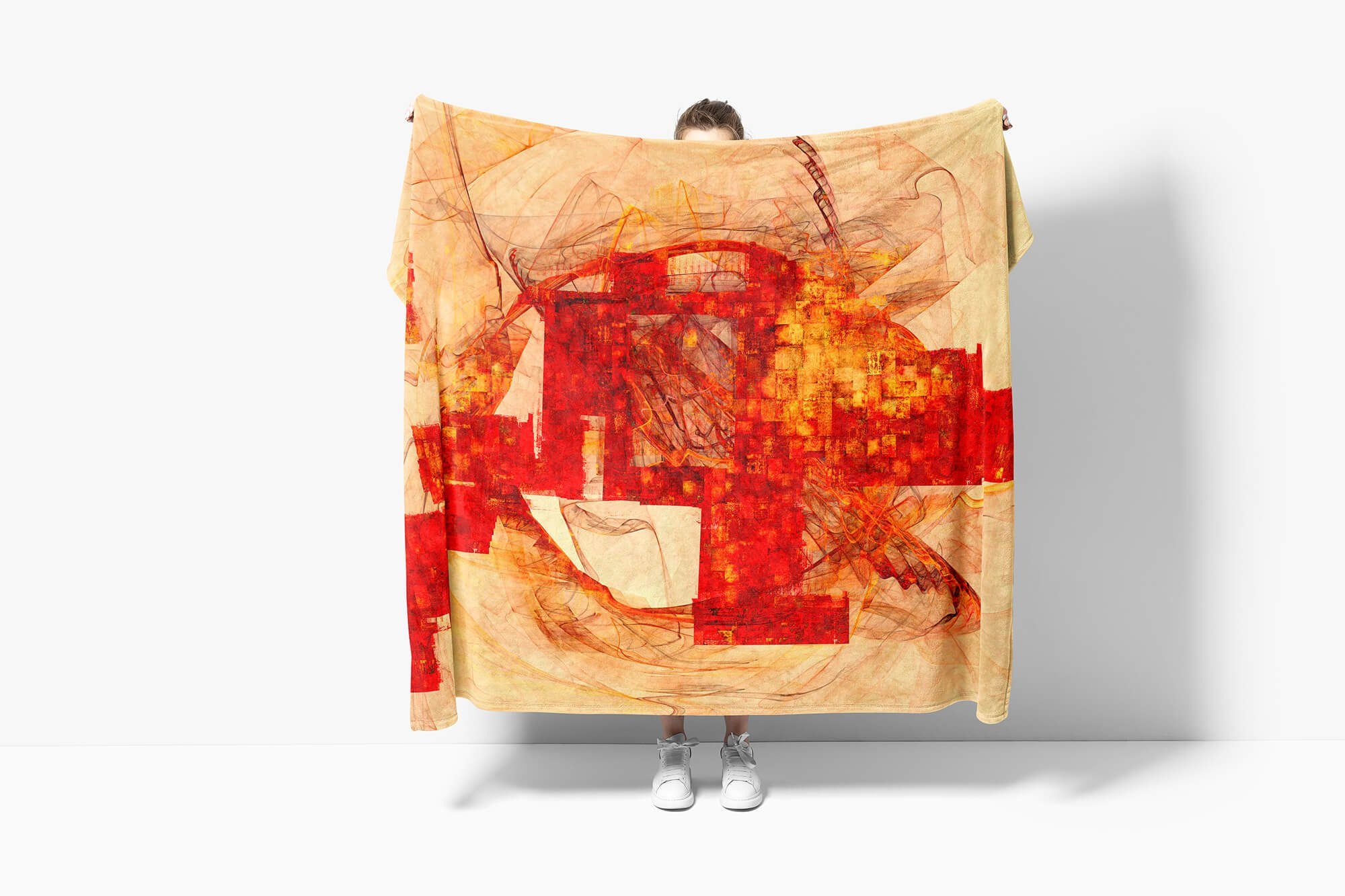 abstrakten Sinus Motiv, Handtuch Art mit Kuscheldecke Handtücher (1-St), Handtuch Baumwolle-Polyester-Mix Saunatuch Enigma Strandhandtuch