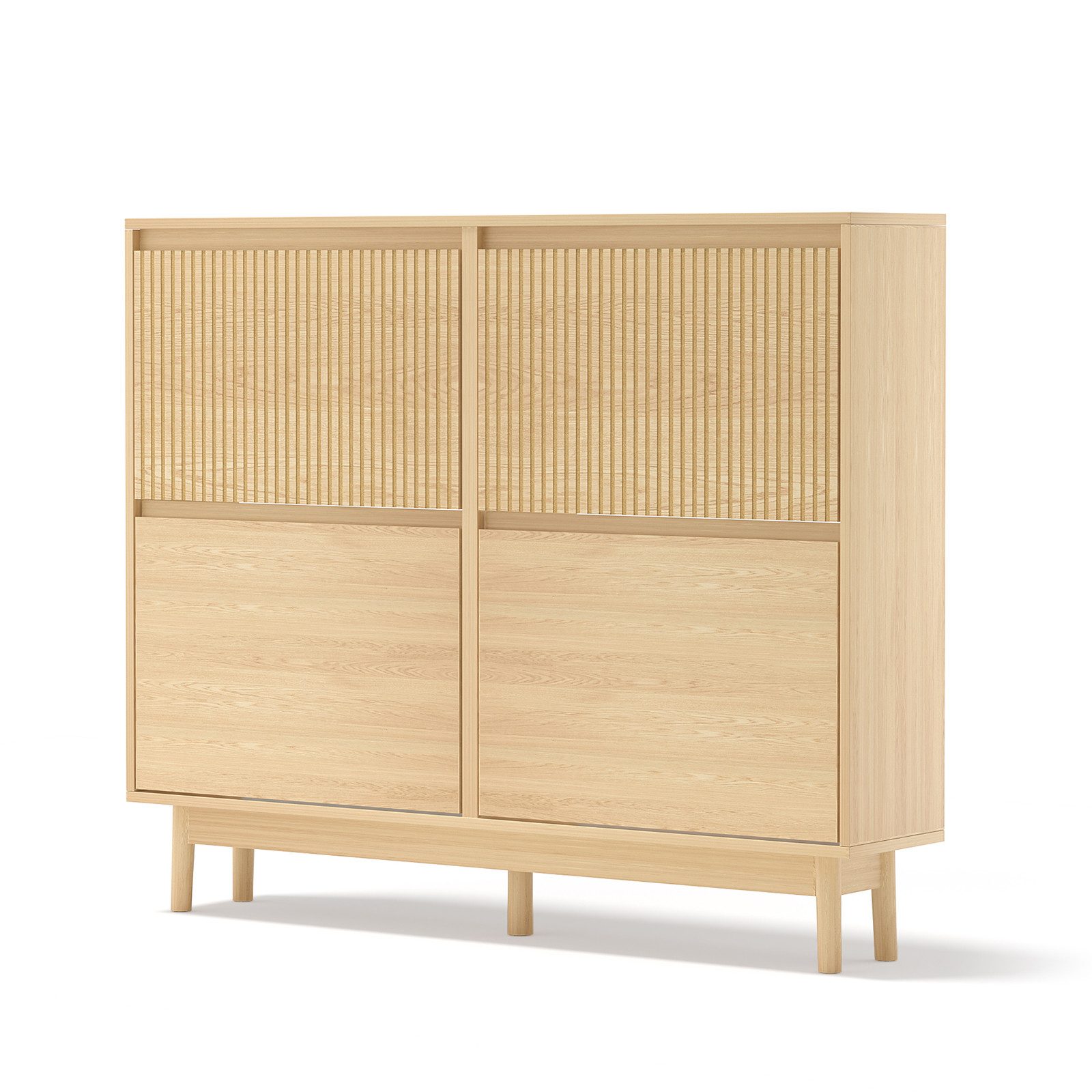 VOWNER Schuhschrank mit 4 Klappen – Versteckter schmaler Schuhregal mit Flip-Schubladen (1-St) Platz für 16-28 Paar Schuhe (L120 × T23,8 × H98 cm)