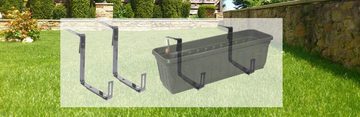 ALPFA Blumenkastenhalter 2er Set in grau 45 kg Tragkraft verstellbar für Geländer Balkonkasten, bis 45,00 kg belastbar, stufenlos, Spar-Set, grau