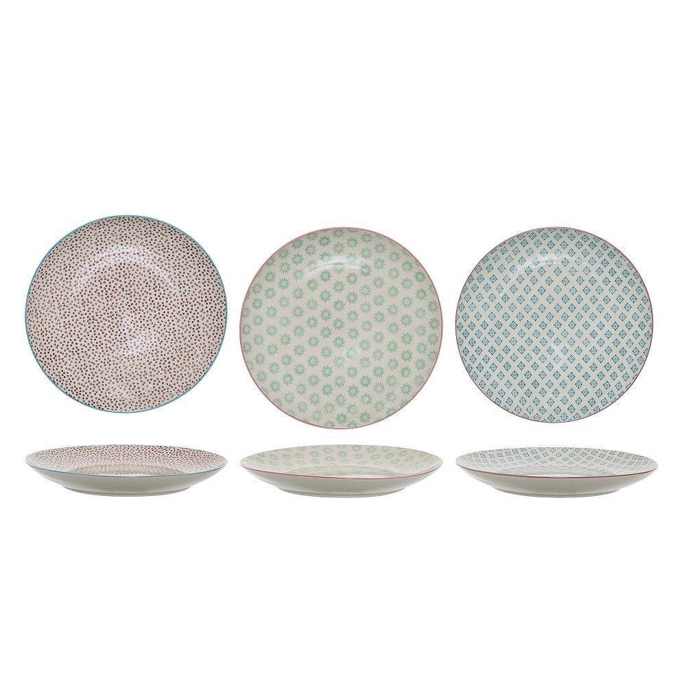 Bloomingville Speiseteller Bloomingville Patrizia Speiseteller Blue Steingut 3er Set