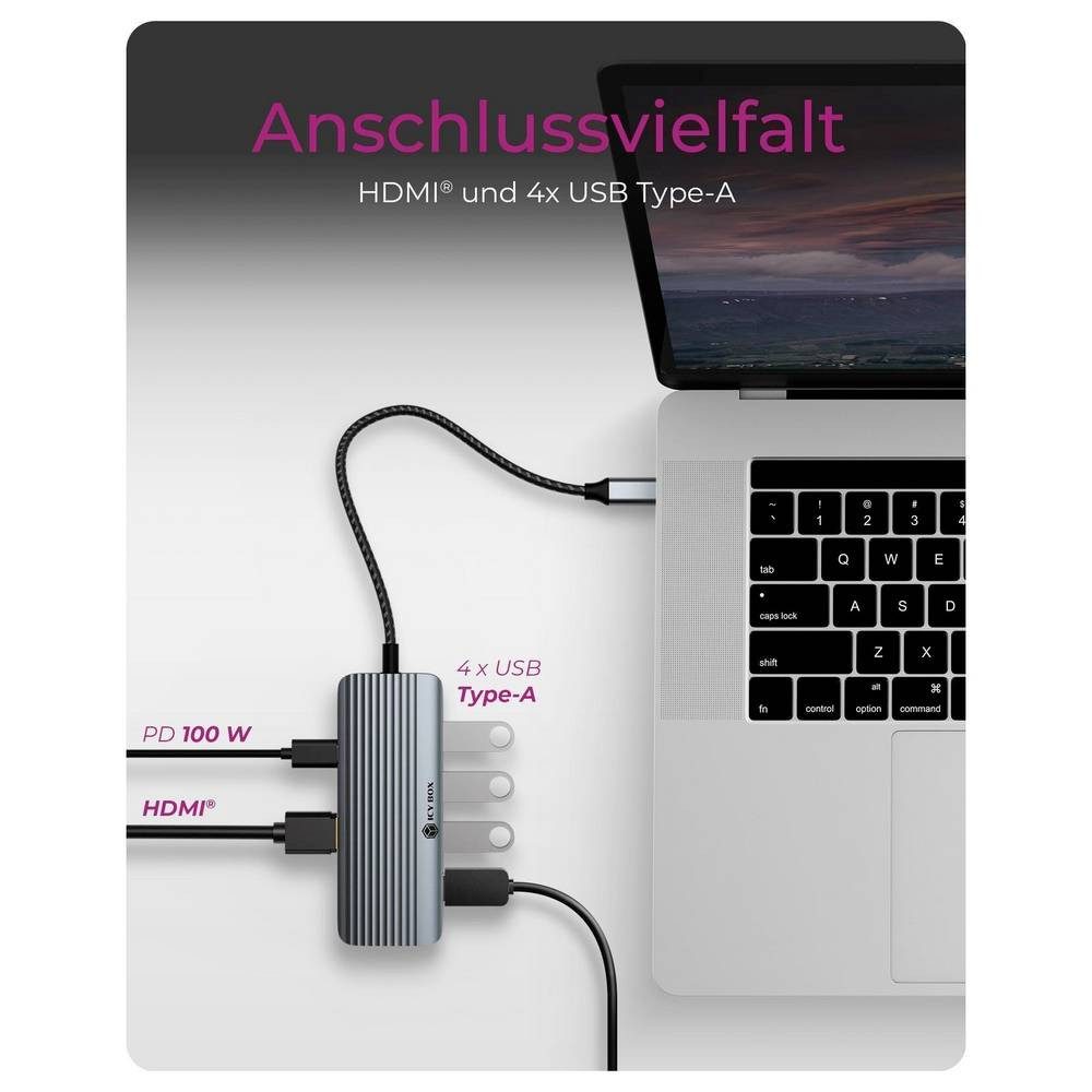 ICY BOX Laptop-Dockingstation USB-C® Dockingstation IB-DK4022a-CPD USB-C® Power Delivery 61142