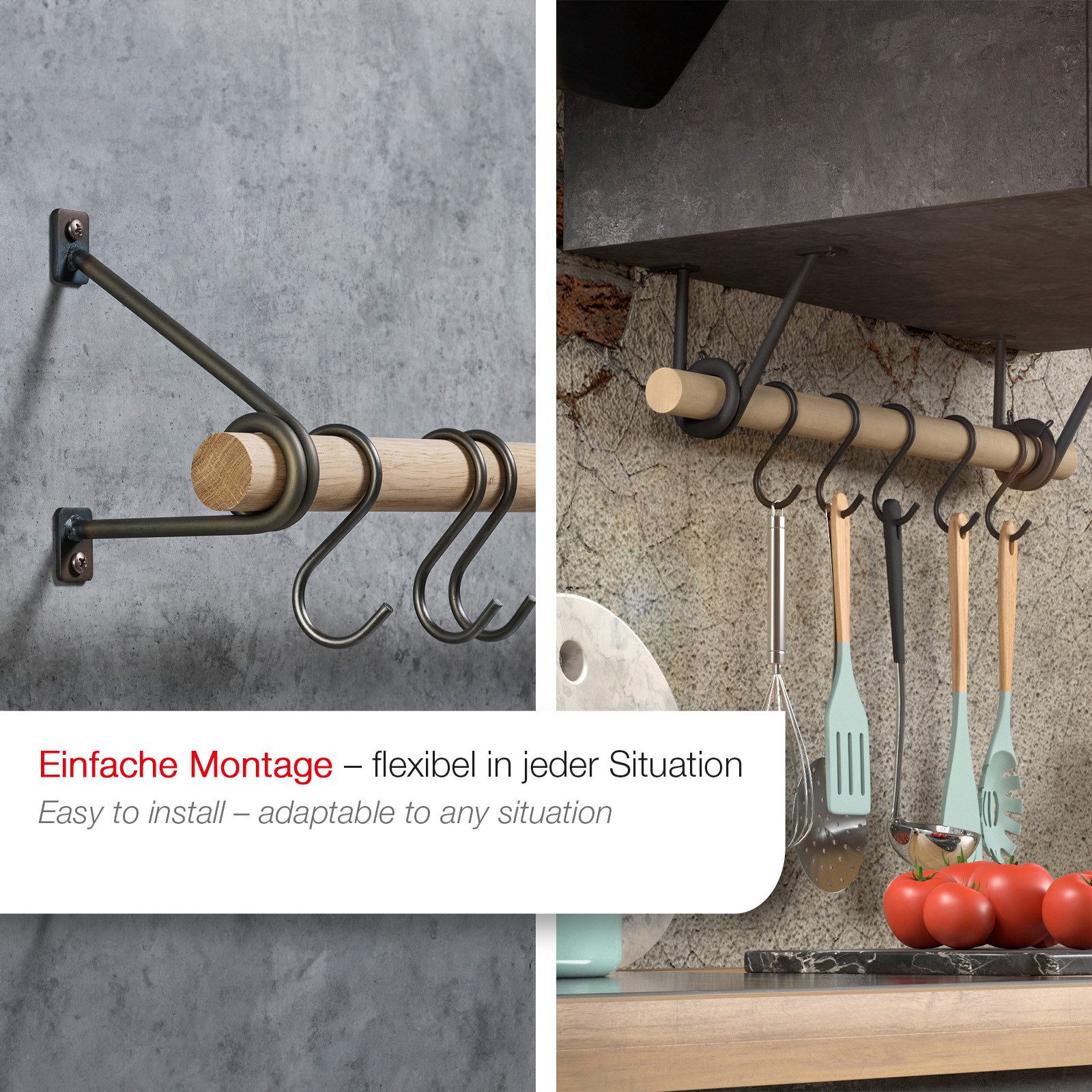 SO-TECH® Wandgarderobe 120 x 150 mm mit Ø 30 mm Kleiderstange aus Holz (Spa günstig online kaufen