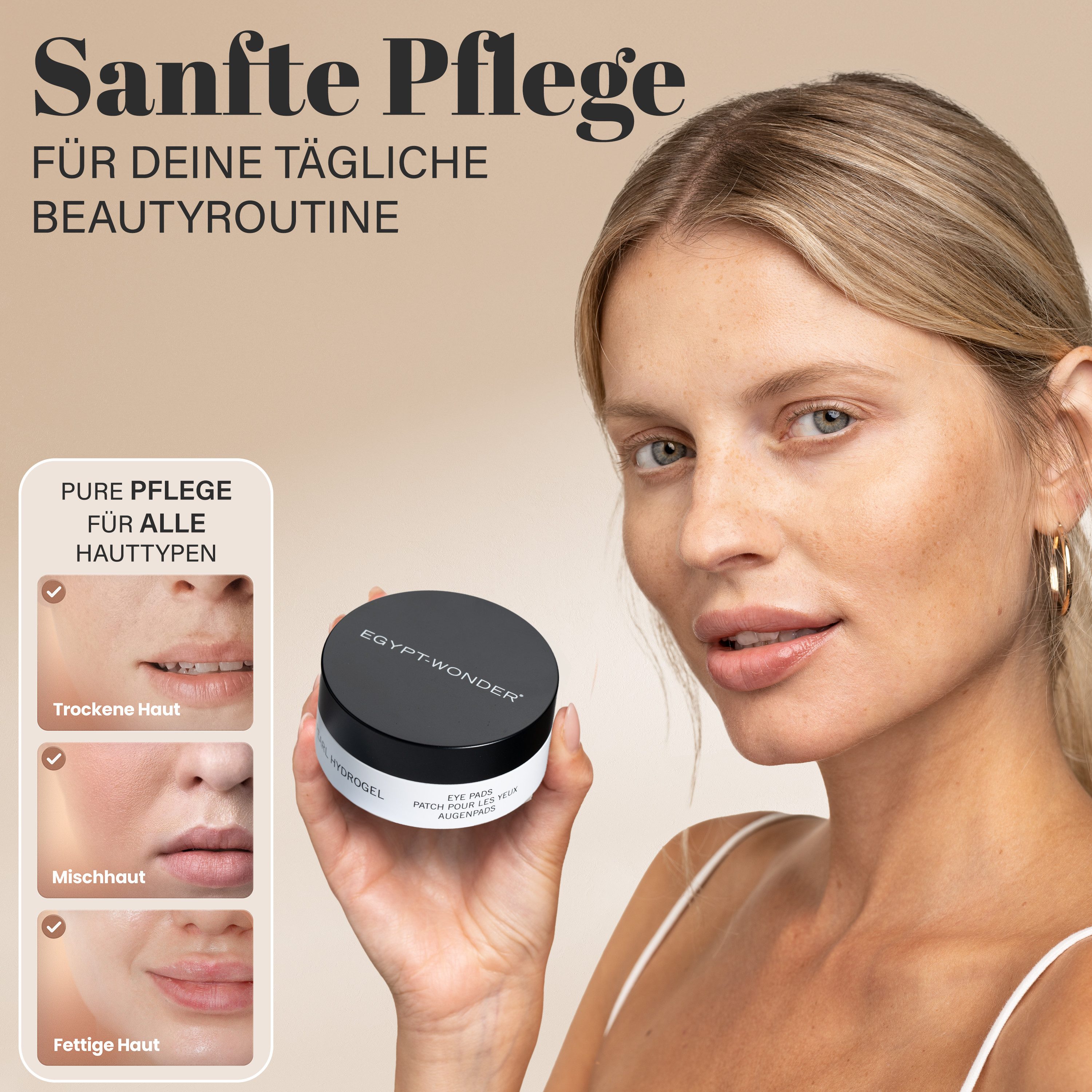 EGYPT-WONDER Augenpads EGYPT-WONDER Peptide & Black Pearl Hydrogel – Luxuriöse Augenpads, 60 Augenpads, pflegend