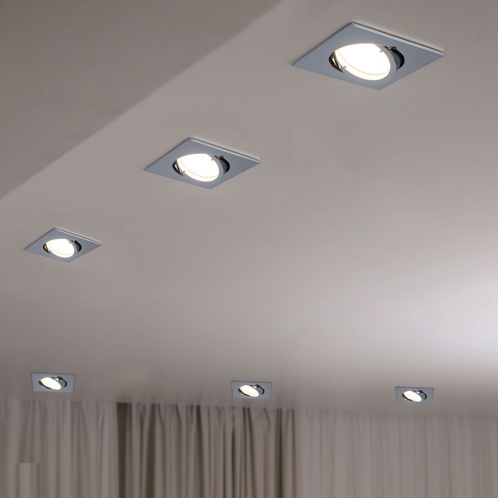 etc-shop LED Einbaustrahler, LED-Leuchtmittel Decken Set Spot 4er fest verbaut, Ess Einbau Lampen Zimmer Chrom LED Strahler Warmweiß