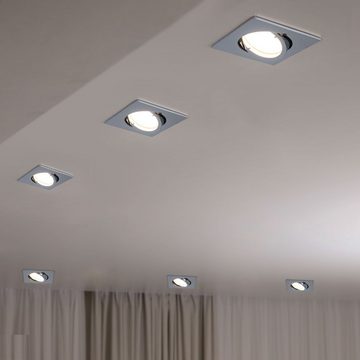 etc-shop LED Einbaustrahler, LED-Leuchtmittel fest verbaut, Warmweiß, 4er Set LED Einbau Decken Lampen Chrom Ess Zimmer Spot Strahler