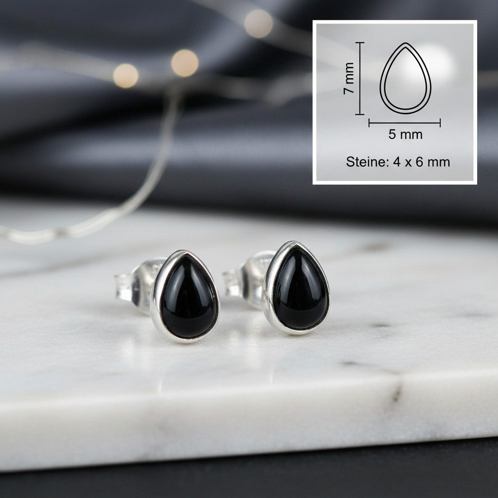 mantraroma Paar Ohrstecker SAMA Tropfen aus 925 Silber mit Onyx (Paar, Paar günstig online kaufen