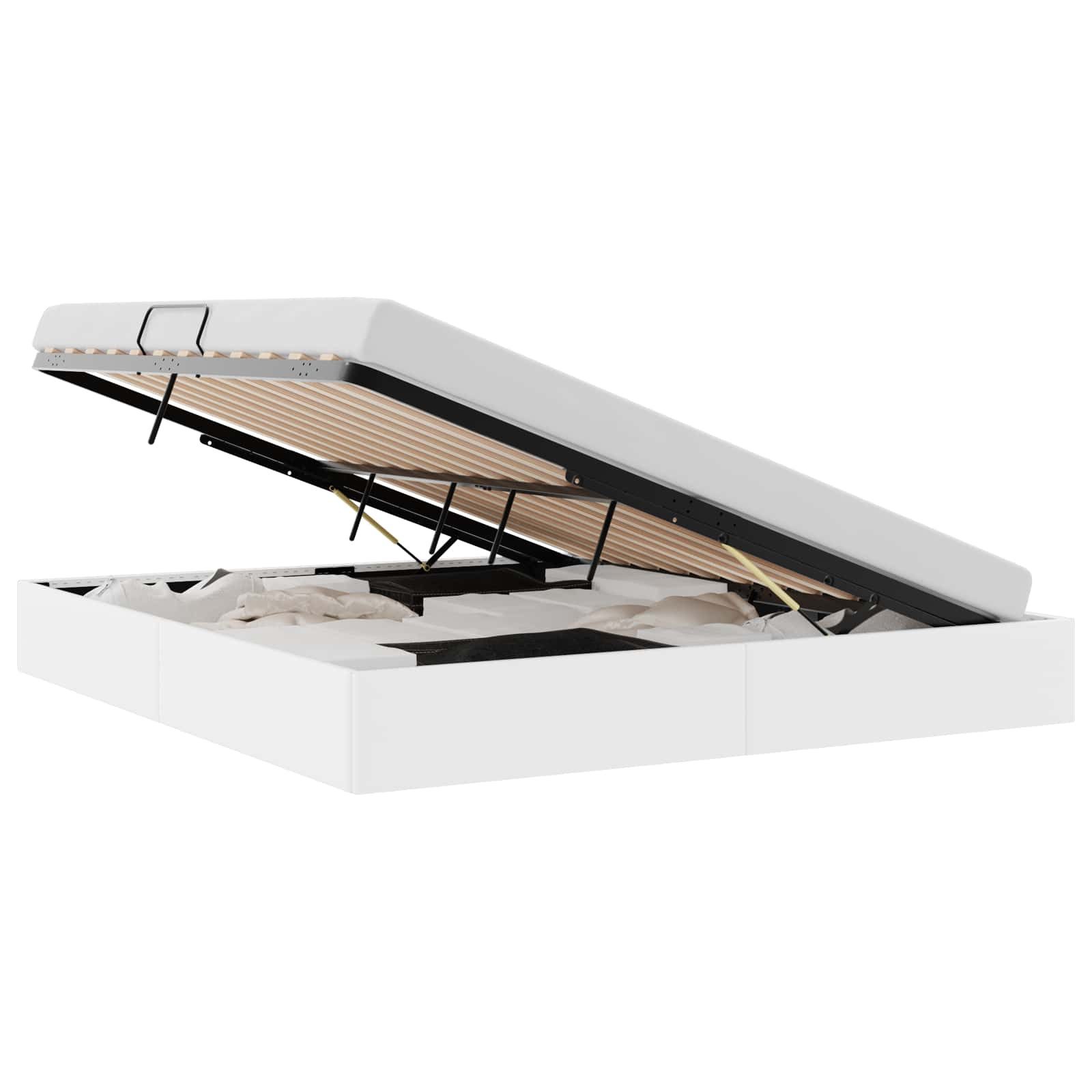 vidaXL Bett Aufbewahrungsbett mit Speicher Reinweiß 193 x 203 cm Kunstleder (1-tlg)