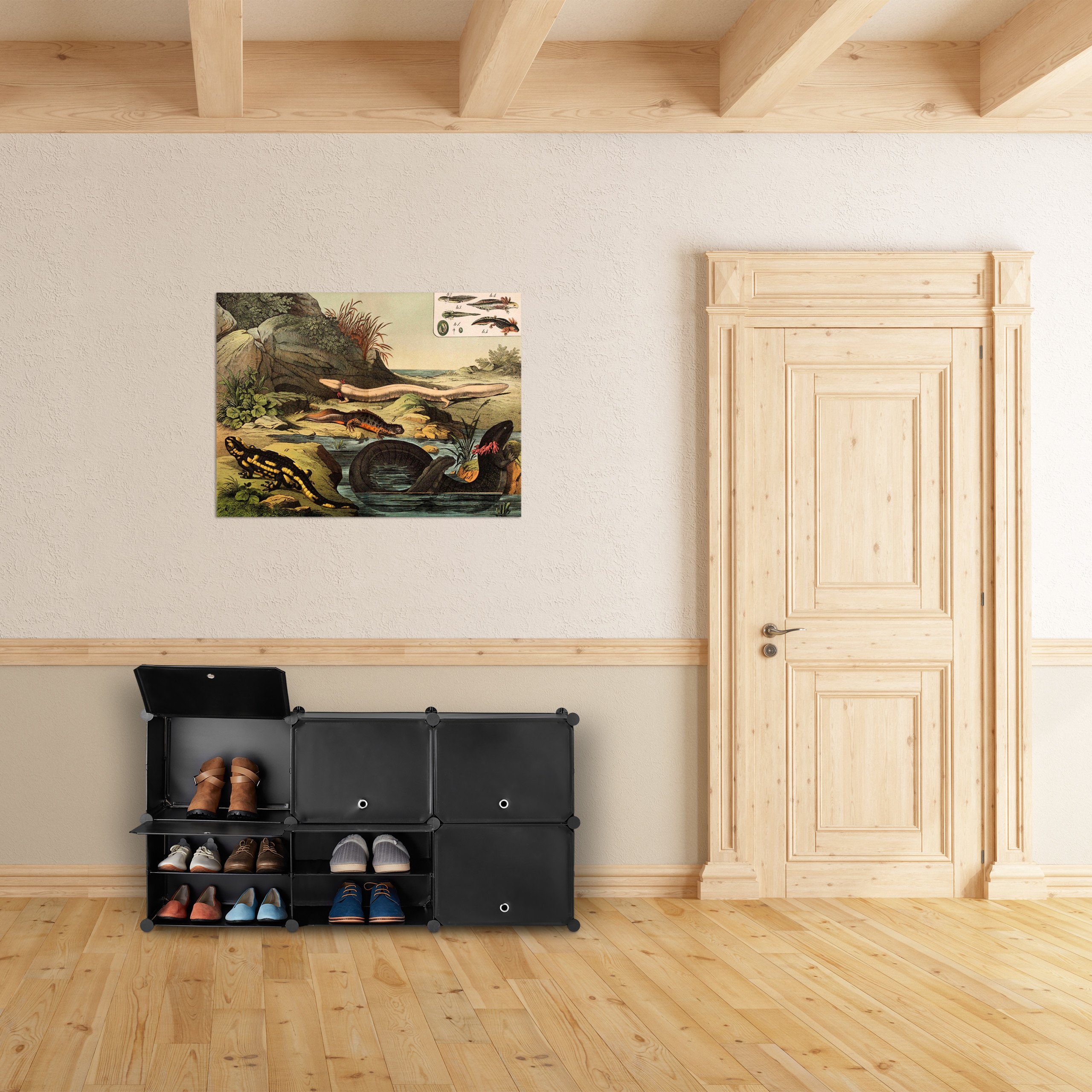 relaxdays Schuhregal Schwarzer Schuhschrank mit 12 Fächern