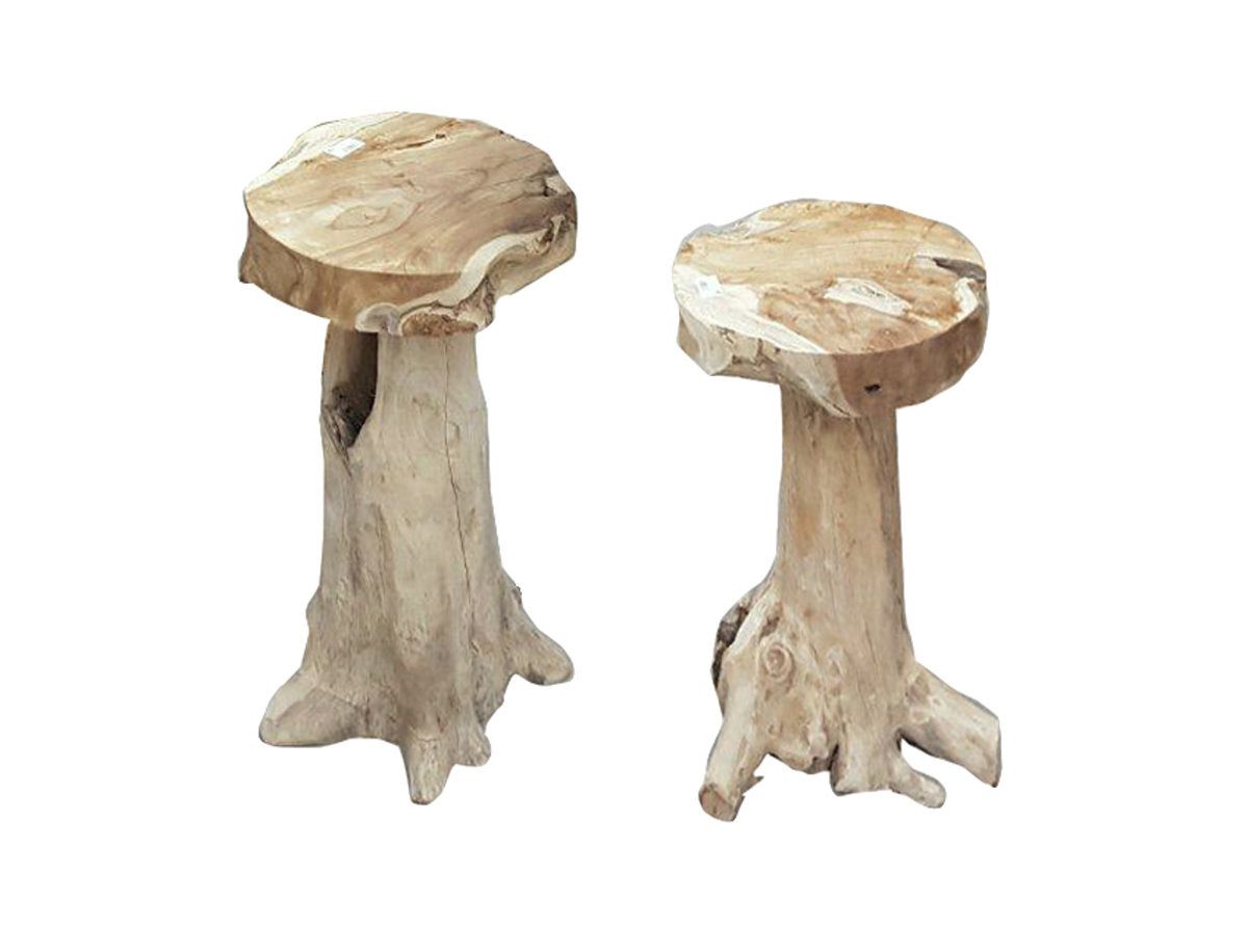 Garden Pleasure Stuhl (2 St), Barhocker SURGA 2er Hocker Tresen Bar Hocker Teak Wurzel