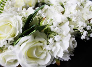 Arnusa Dekokranz Rosenkranz Tischdekoration Weiße Rosen wie echt 40 cm, Kunstblumen wie echt