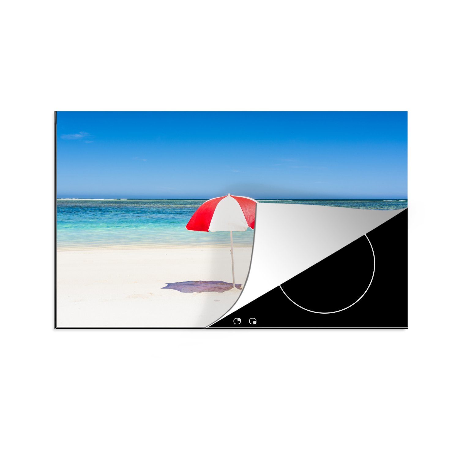 MuchoWow Herdblende-/Abdeckplatte Sonnenschirm am weißen Strand der Ningaloo Coast, Vinyl, (1 tlg), 81x52 cm, Induktionskochfeld Schutz für die küche, Ceranfeldabdeckung