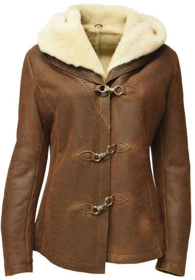 Zimmert Leather Lederjacke Ebba Lammfell, Lammfelljacke, Dunkelbraun, Feinstes, Merino-Lammfell, Braun