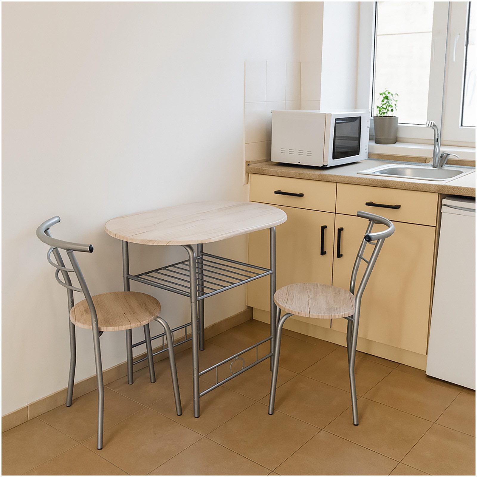 HTI-Living Essgruppe Tischgruppe San Remo Merit, (Set, 3-tlg., 1 Tisch, 2 Stühle), Essgruppe 1 Tisch 2 Stühle