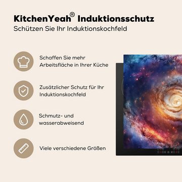 MuchoWow Herdblende-/Abdeckplatte Milchstraße - Neon - Sternenhimmel - Weltraum, Vinyl, (1 tlg), 60x52 cm, Mobile Arbeitsfläche nutzbar, Ceranfeldabdeckung