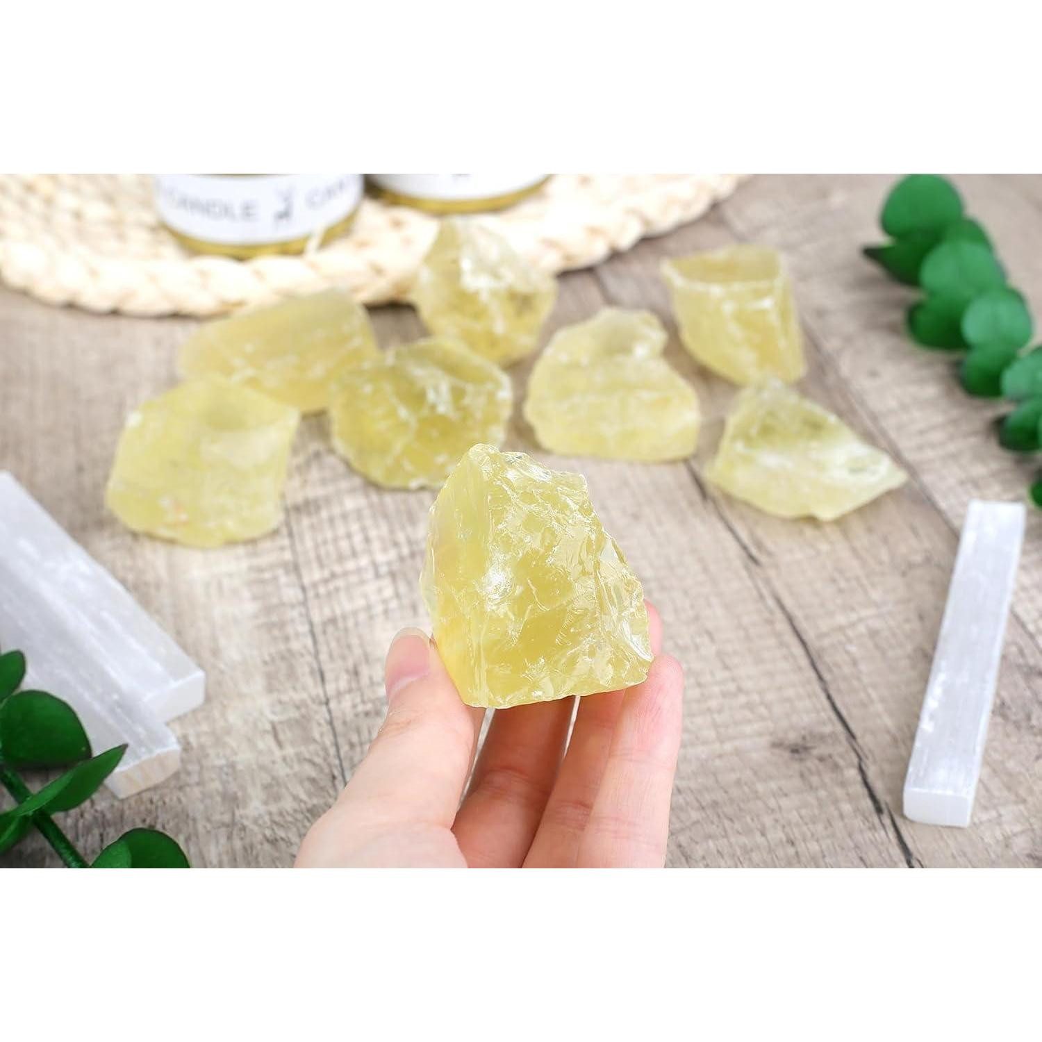 LuxusKollektion Edelstein Großes Citrin Rohsteine Premium Naturstein Kristalle 4 Stück Set