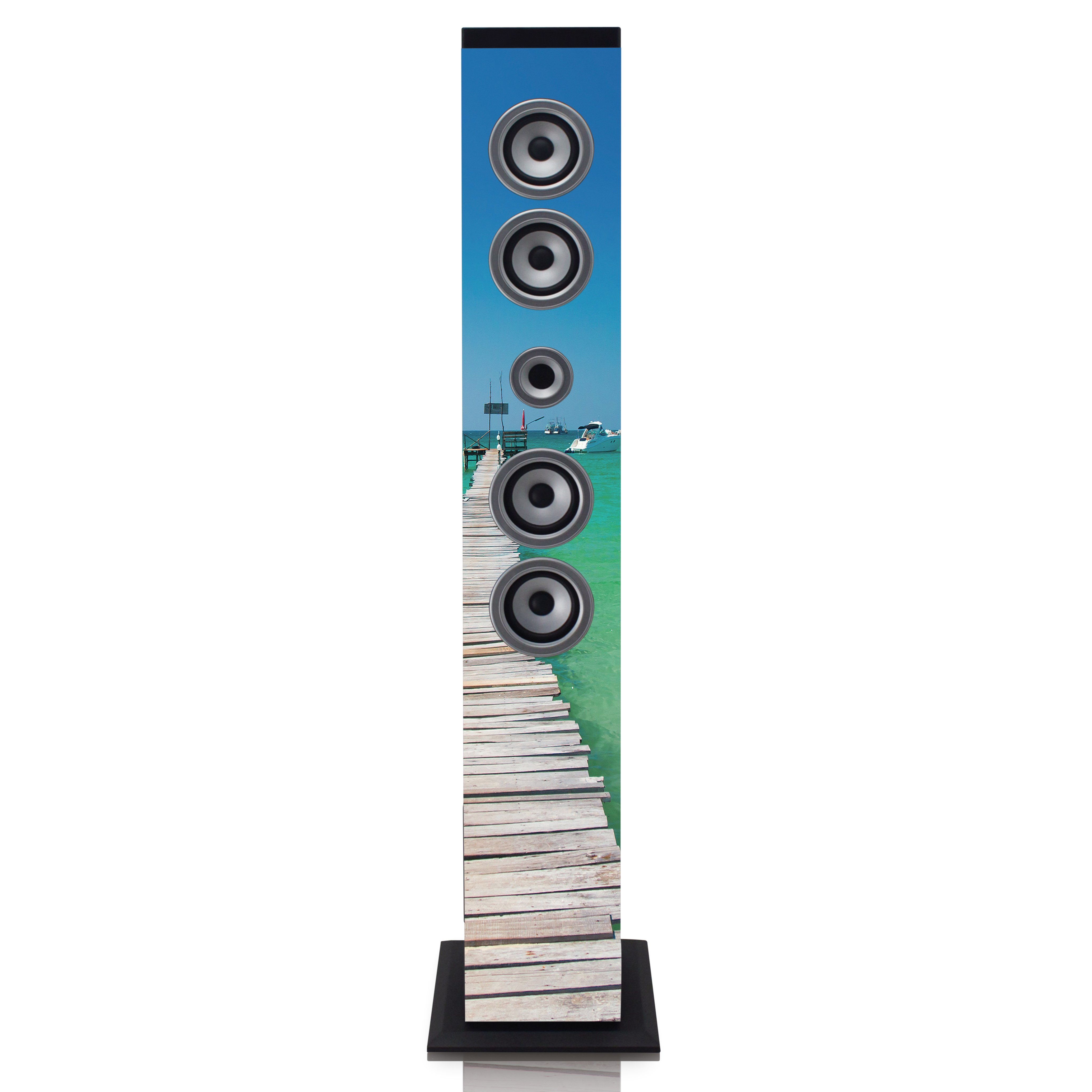 Lenco IBT-6 Sea Bluetooth-Lautsprecher 1.0 (Bluetooth, 40 W, Bluetooth-Speaker, FM-Radio mit USB/SD-Slot, AUX, LCD in 6 Designs)