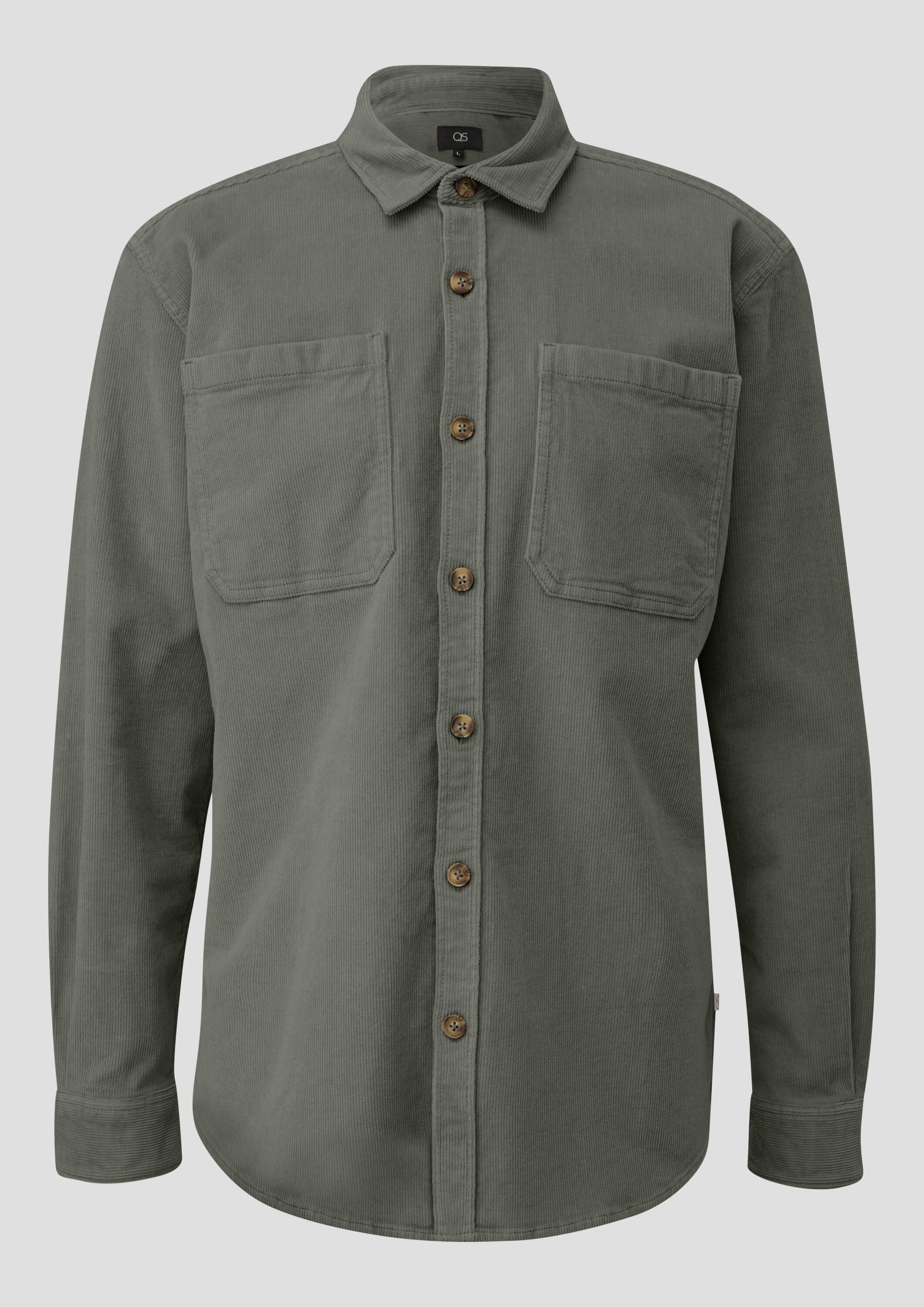 QS Hemdjacke Hemd Overshirt aus Cord mit aufgestetzten Taschen