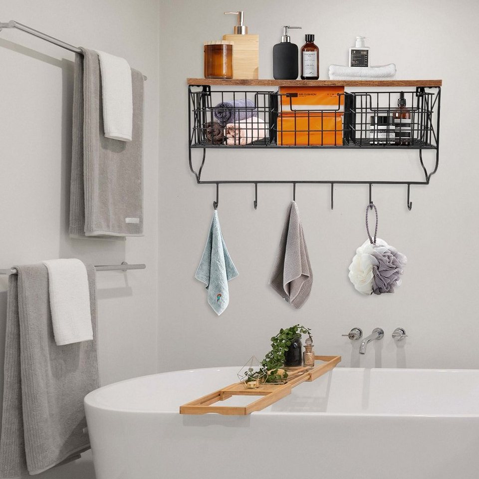 mulisoft badregal badezimmerregal mit ablagekörben und haken, für  handtücher und mehr, flexibel und vielseitig einsetzbar, für badezimmer,  küche,