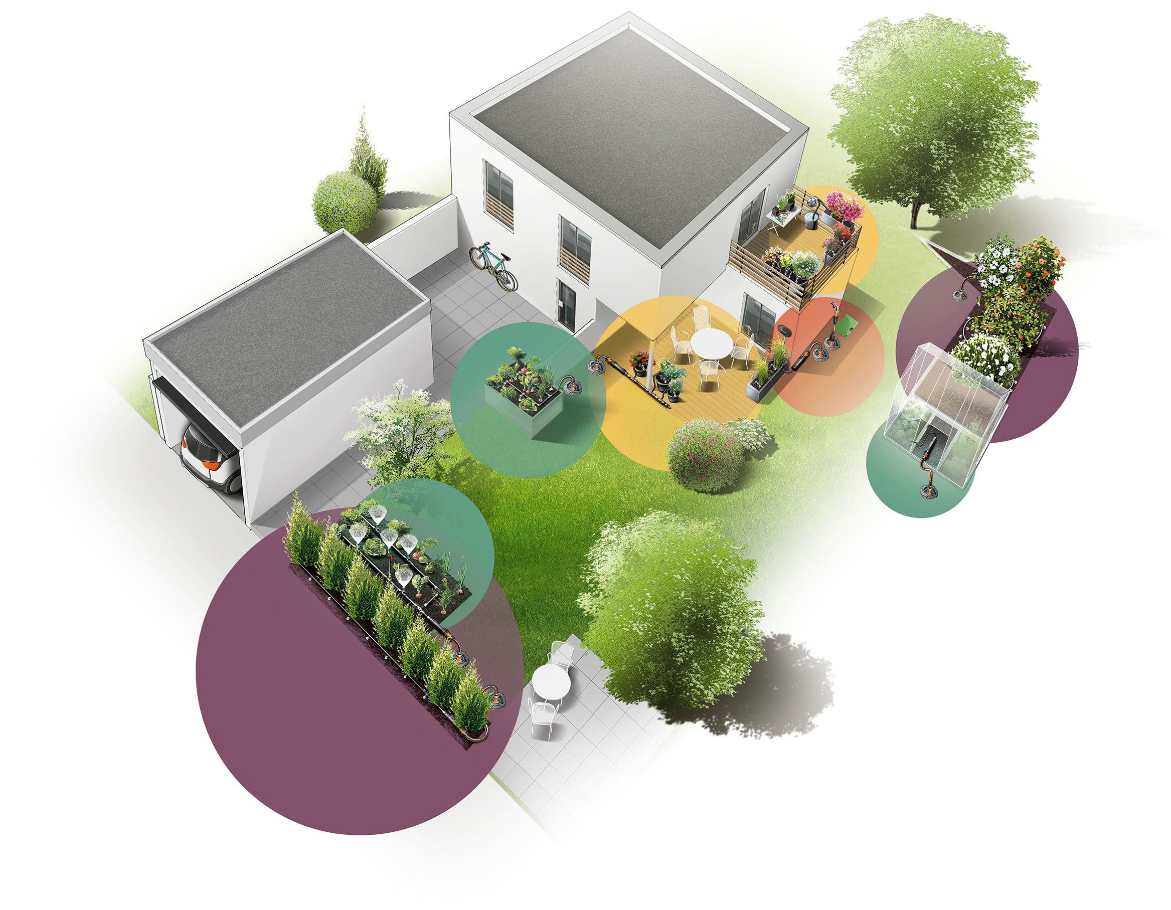 GARDENA Bewässerungssystem Tropfbewässerung Set, für Hecken und Büsche bis 25 m