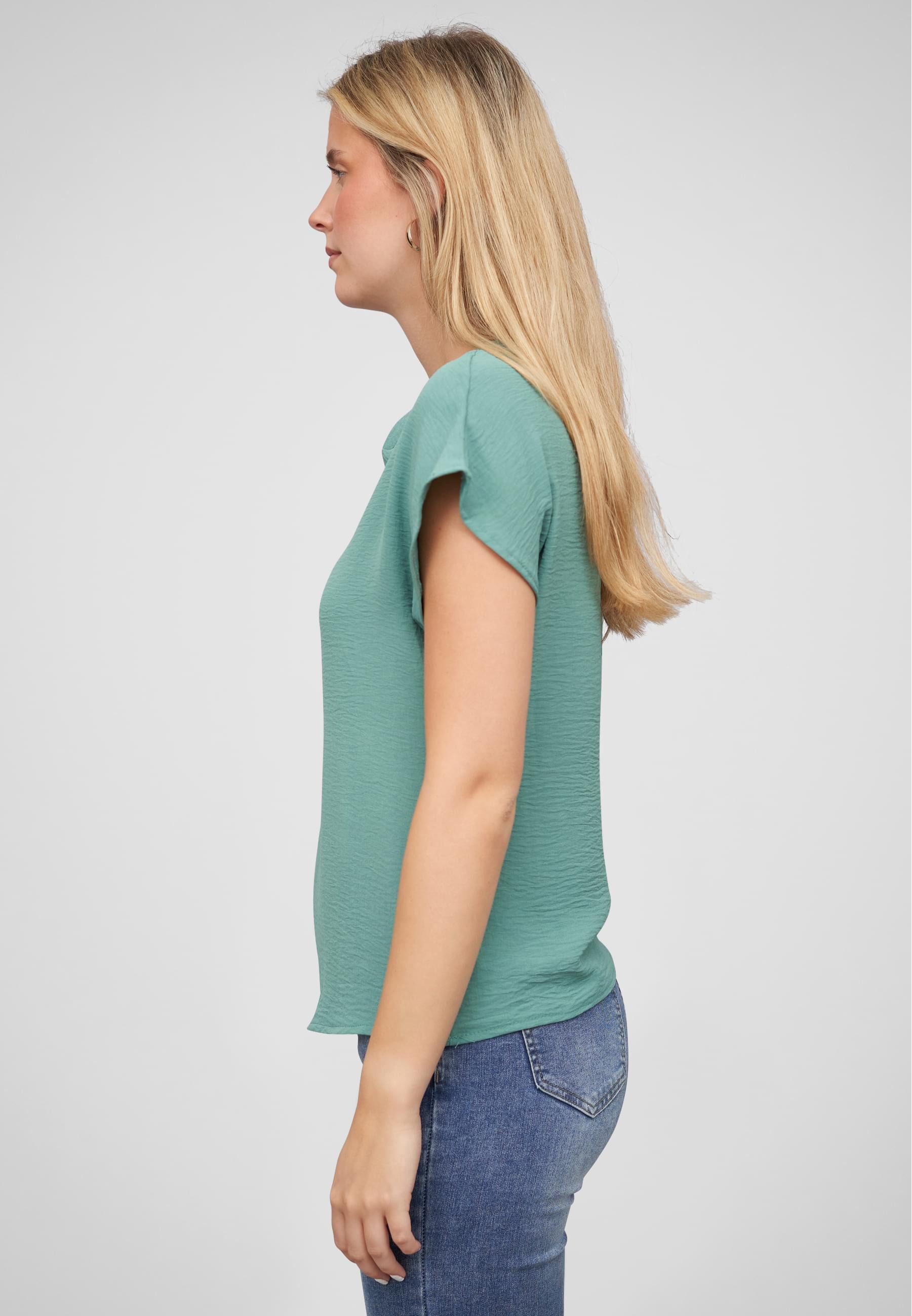 CLOUD 5IVE Klassische Bluse CLOUD 5IVE Musselin Bluse mit V-Ausschnitt