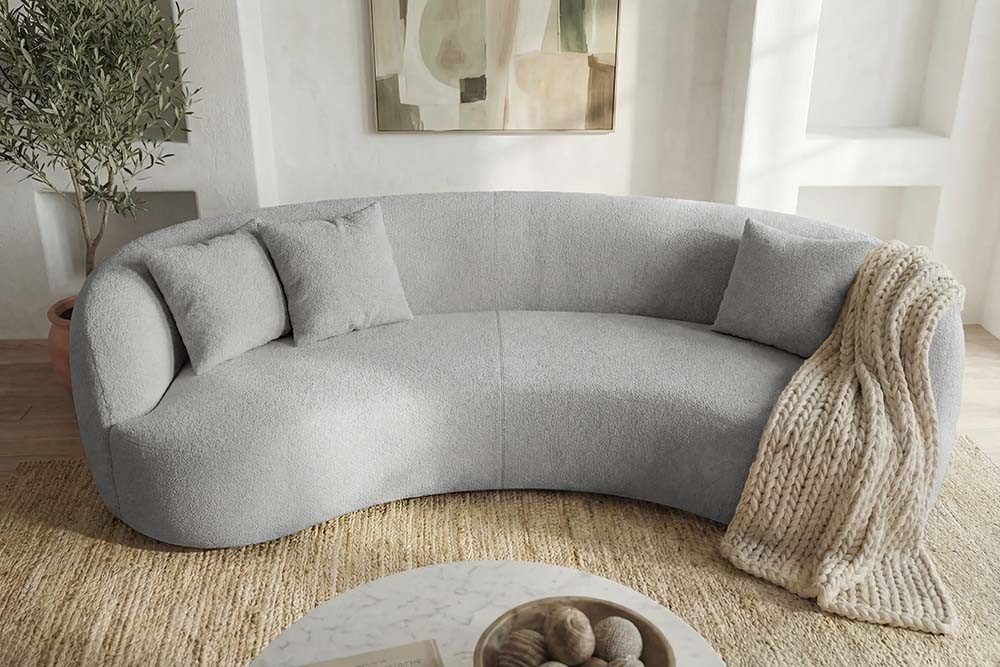 riess-ambiente 3-Sitzer ATELIER 230cm grau - Bouclébezug, Sofa, Zierkissen, Polsterung, modern, Einzelartikel 1 Teile, Elegante & gepolsterte Couch - ideal für  – Bild 4 von 5