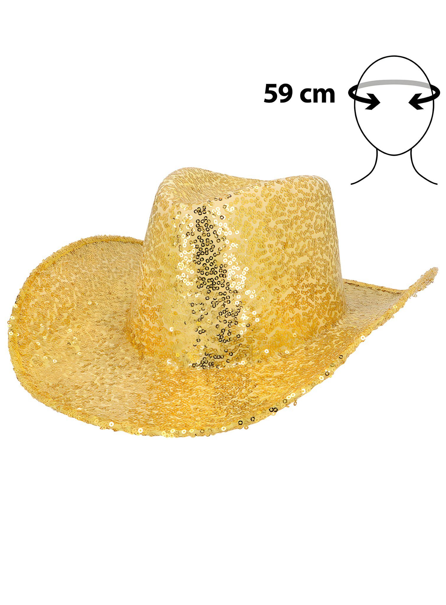 Boland Kostüm Cowboyhut Glitzer Rodeo gold, Für den glanzvollen Ritt zum nächsten Festival!