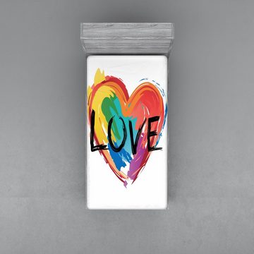 Spannbettlaken Soft Dekorativer Stoff Bettwäsche Rund-um Elastischer Gummizug, Abakuhaus, Regenbogen Pinsel gemalt Herz LGBT