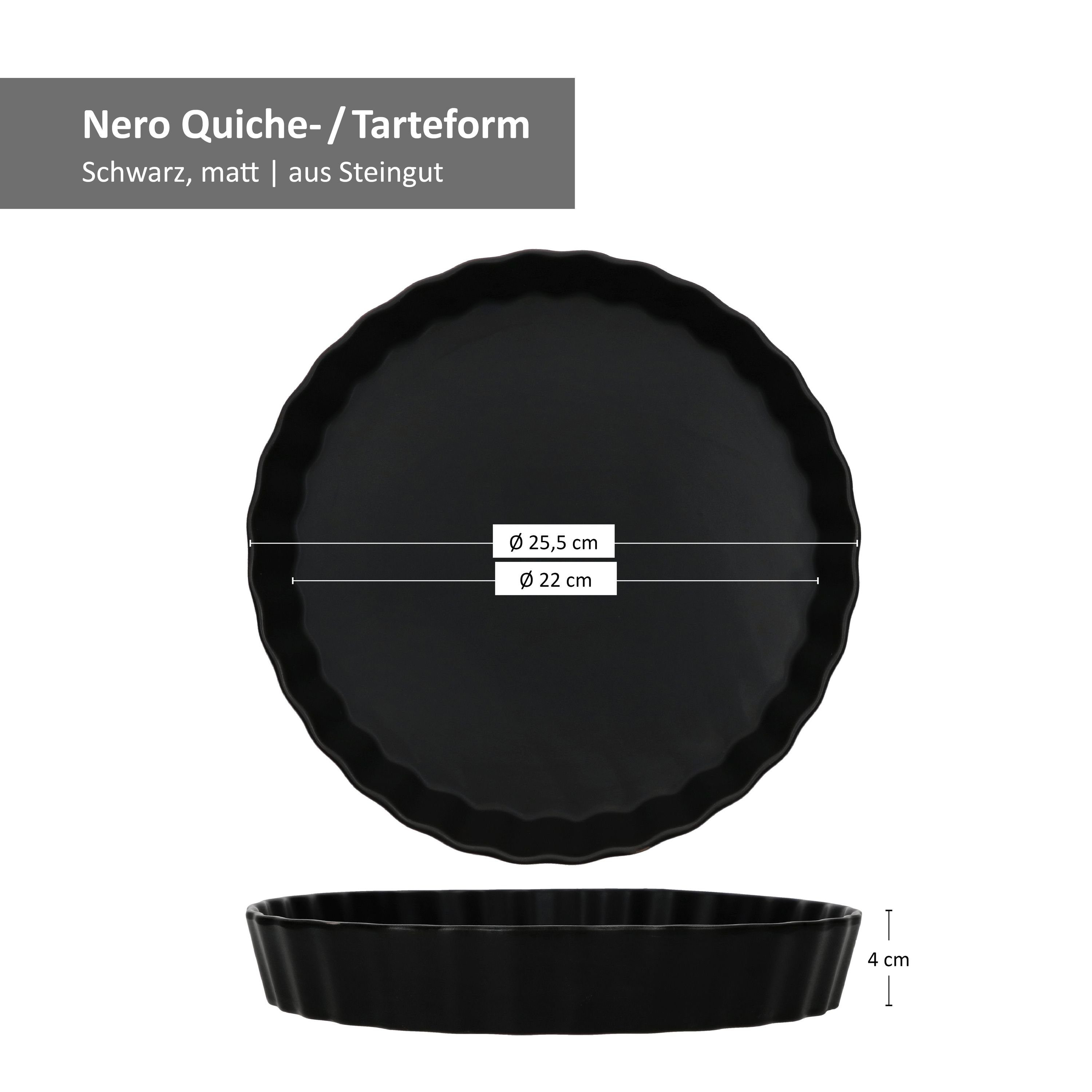 Kuchenform Nero Tarte MamboCat Quiche Steingut Quicheform Ø25,5cm schwarz Pie Backform