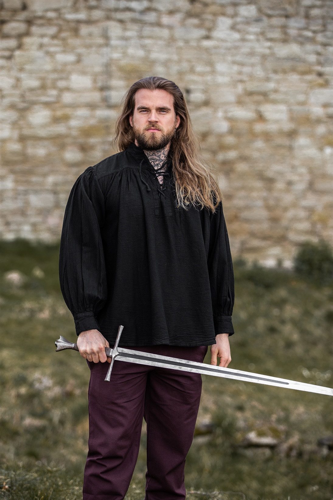 Leonardo Carbone Ritter-Kostüm Stehkragen-Schnürhemd "Friedrich", Legendäre Markenqualität für epische Abenteuer