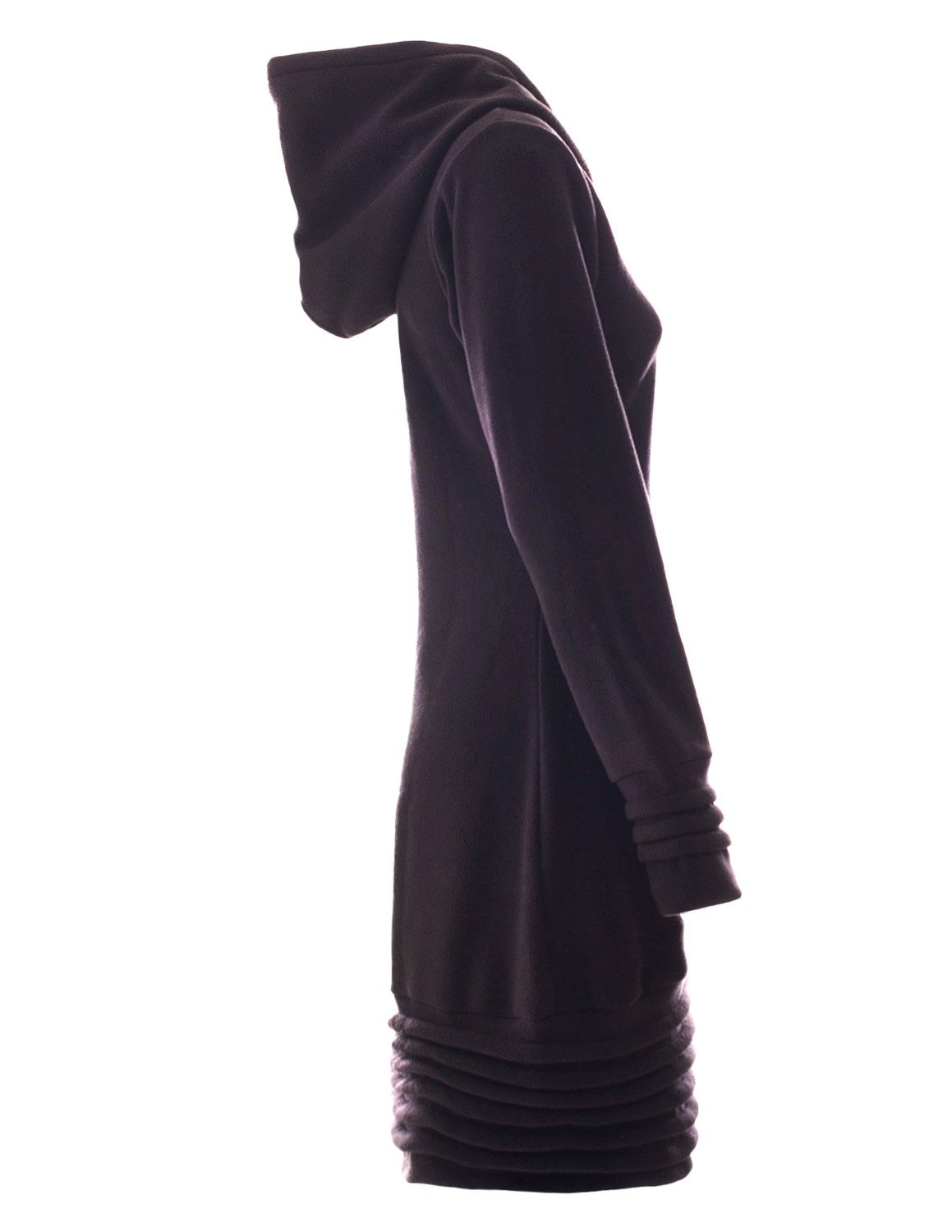 Vishes Tunikakleid Fleece Pulloverkleid mit Kapuze und Daumenloch - warm und weich Alternative Mode, Ethno, Hippie, Goa Style – Bild 3 von 4