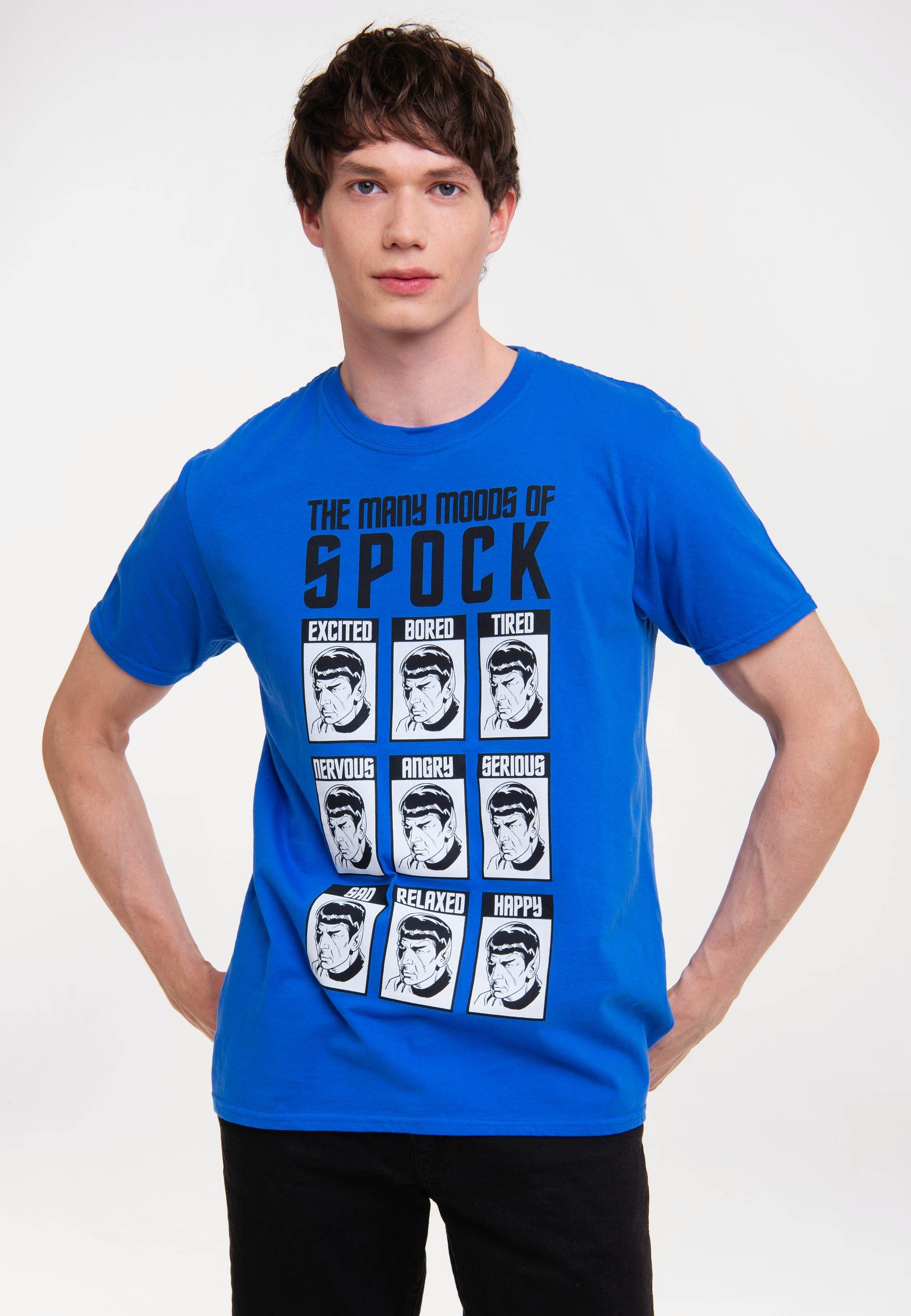 - T-Shirt Star of LOGOSHIRT mit Spock Moods Spock Trek Moods-Logo großem