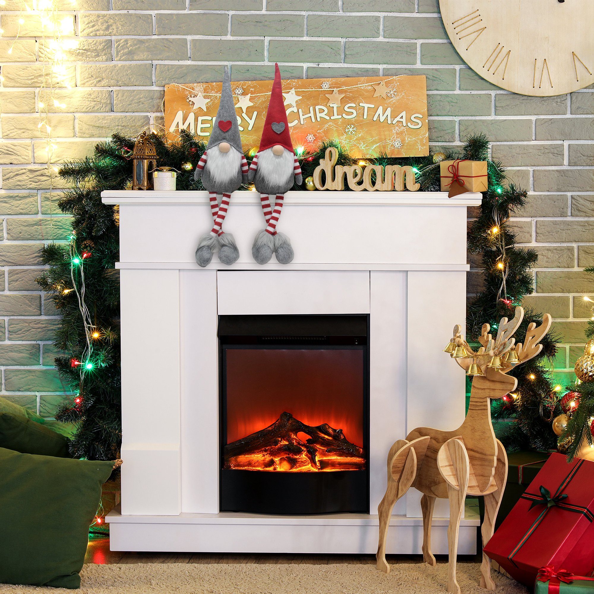 Lemodo Wichtel Kantenhocker 2er Set, Weihnachtsdeko