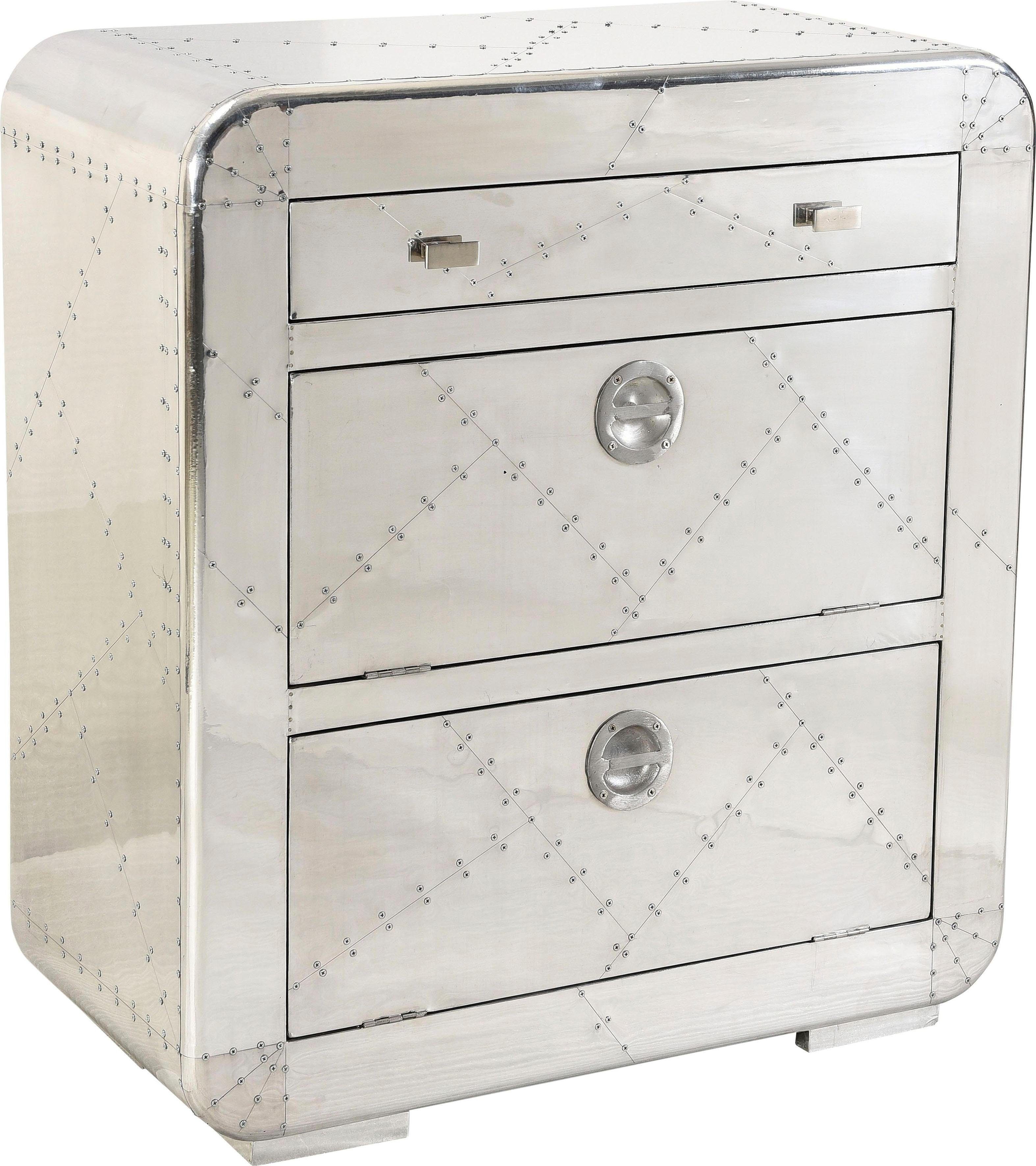 SIT Schuhschrank Airman – Schuhkommode aus Altholz Schuhschrank Altholz mit Alu‑Beschlägen