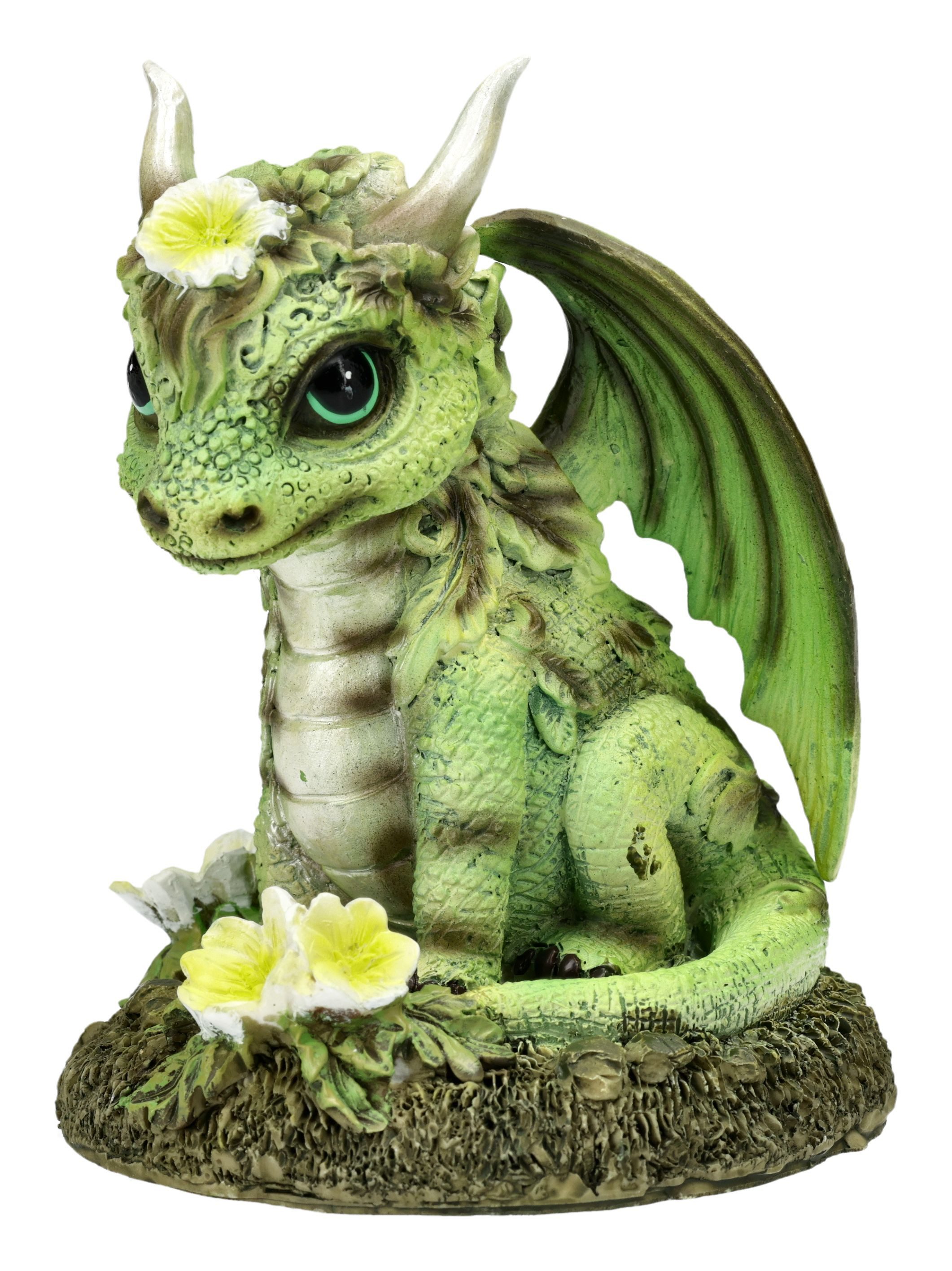 Figuren Shop GmbH Fantasy-Figur Drachen Figur – Grüner Drache Statue Fantasy Sammlerfigur 11 cm Deko