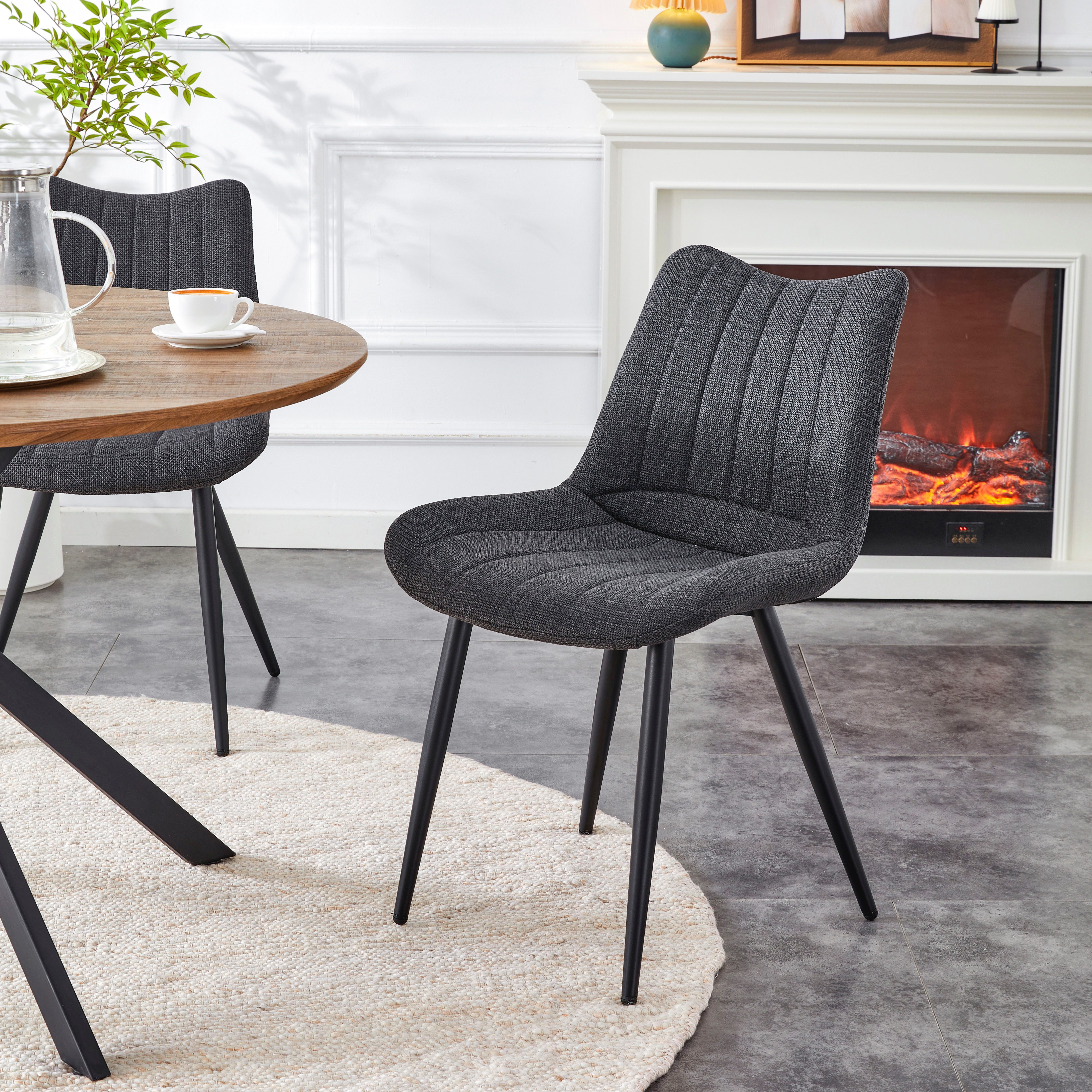 Home affaire Esszimmerstuhl DAWSON, 2er Set, mit Metallgestell in matt schwarz (Set, 2 St), in verschiedenen Farben, Belsatbarkeit pro Stuhl 120 kg, mit Griffloch