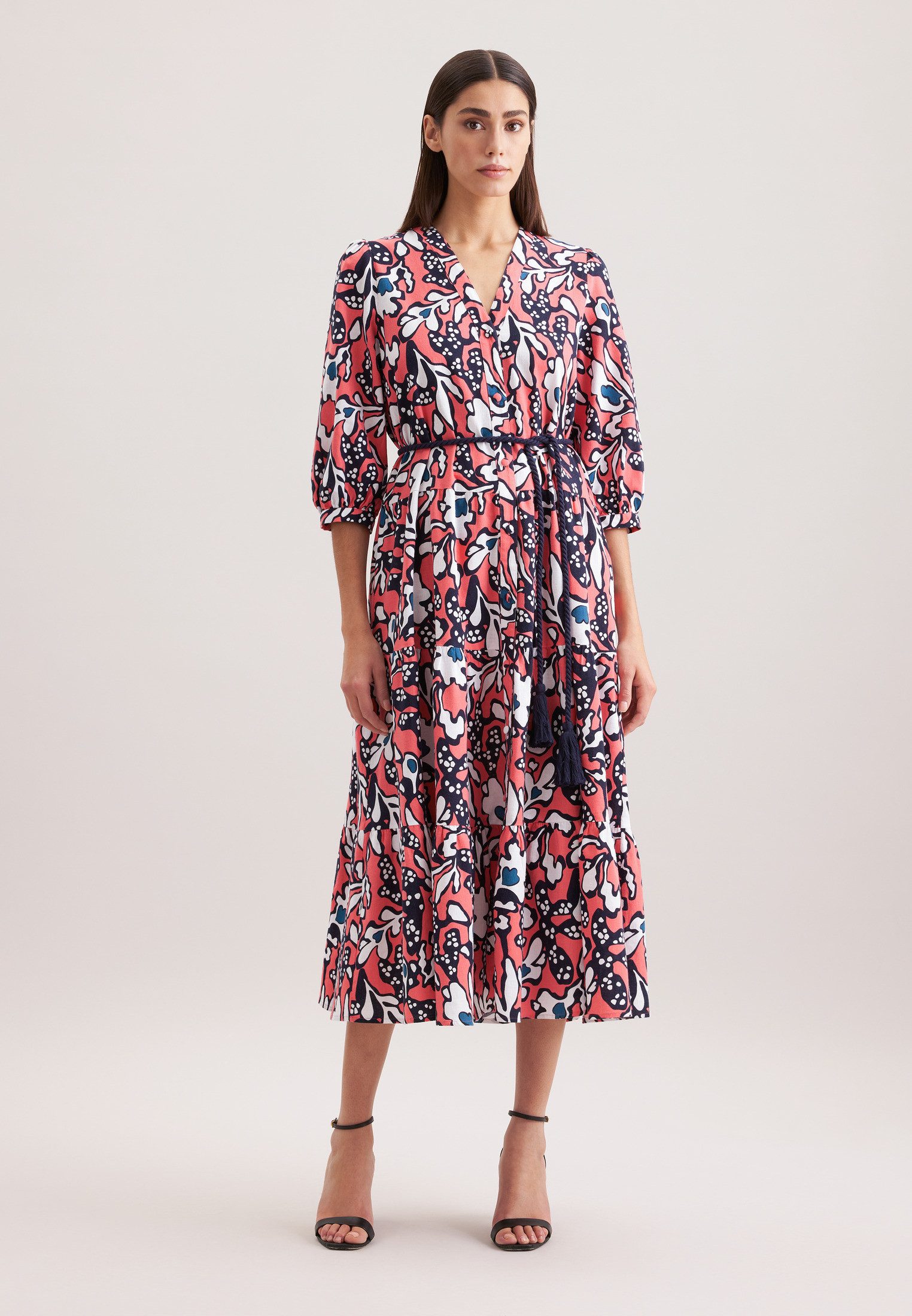 seidensticker Sommerkleid Schwarze Rose 7/8-Arm V-Neck günstig online kaufen