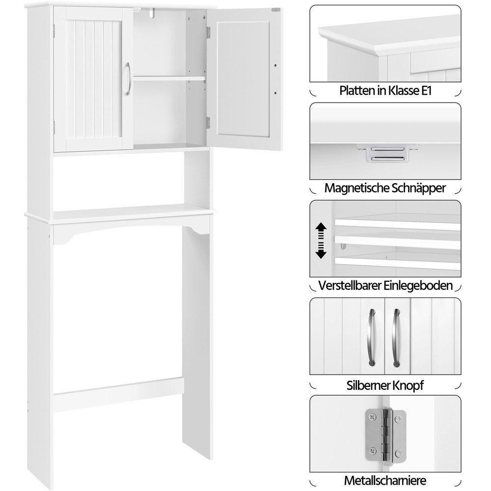Yaheetech Badkommode Waschmaschinenumbauschrank 180 cm Höhe, Badezimmerschrank Überbauschrank Hochschrank, Einlegeboden verstellbar – Bild 5 von 5