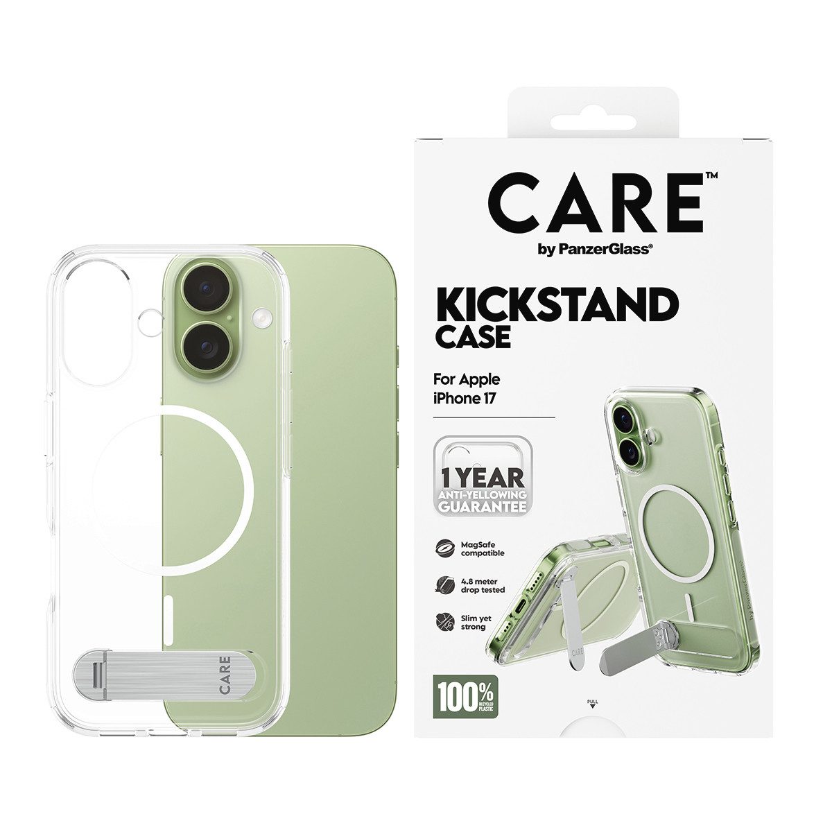 CARE by PanzerGlass Handyhülle Kickstand Case für Apple iPhone 17, Backcover, Schutzhülle, Handyschutzhülle, Case, Schutzcase, stoßfest